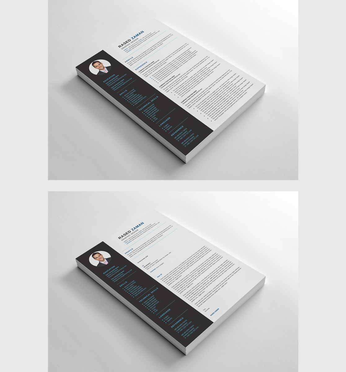 Download Резюме "Rased Zaman Resume Template" / Rased Zaman Resume Template - Резюме на тему графика a4 business clean complete cover letter creative curriculum vitae cv design doc docx editable employment flexible fresh international job modern