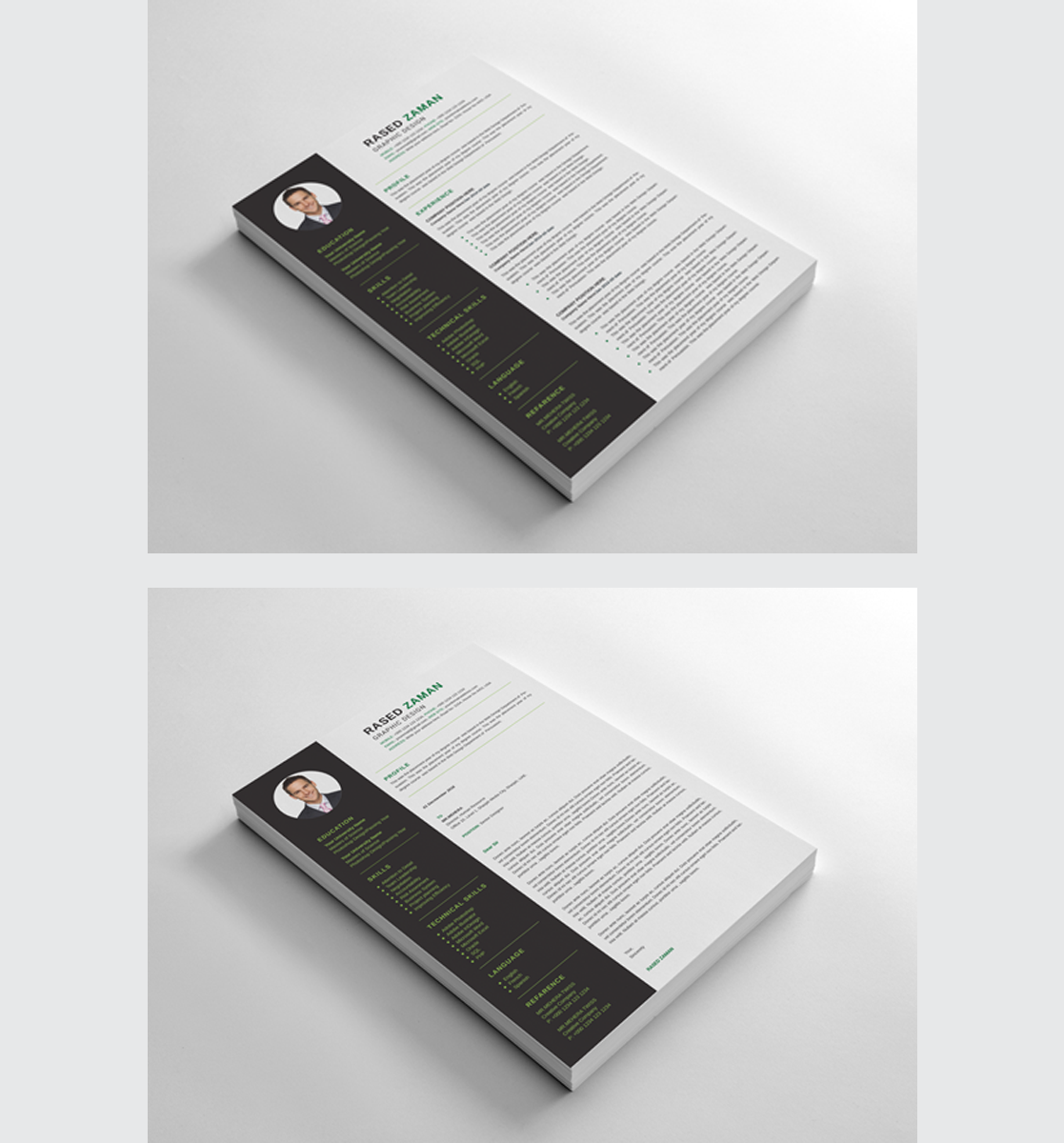Download Резюме "Rased Zaman Resume Template" / Rased Zaman Resume Template - Резюме на тему графика a4 business clean complete cover letter creative curriculum vitae cv design doc docx editable employment flexible fresh international job modern