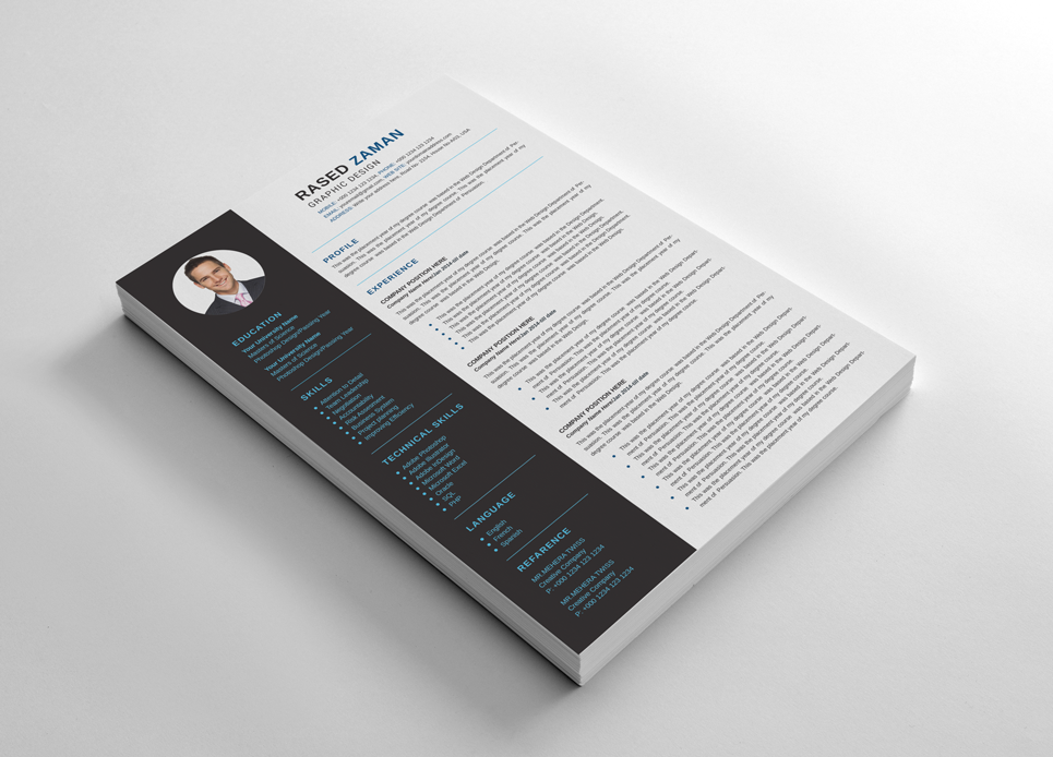 Download Резюме "Rased Zaman Resume Template" / Rased Zaman Resume Template - Резюме на тему графика a4 business clean complete cover letter creative curriculum vitae cv design doc docx editable employment flexible fresh international job modern