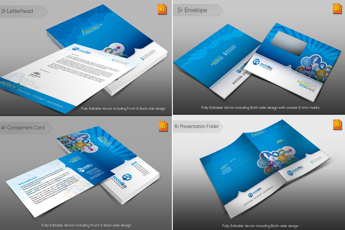 Download Фирменный стиль "Social Media Branding - Corporate Identity Template" / Social Media Branding - Corporate Identity Template - Фирменный стиль на тему графика social mesida media corporate business branding stationery bundle marketing agency analysis promotion plan