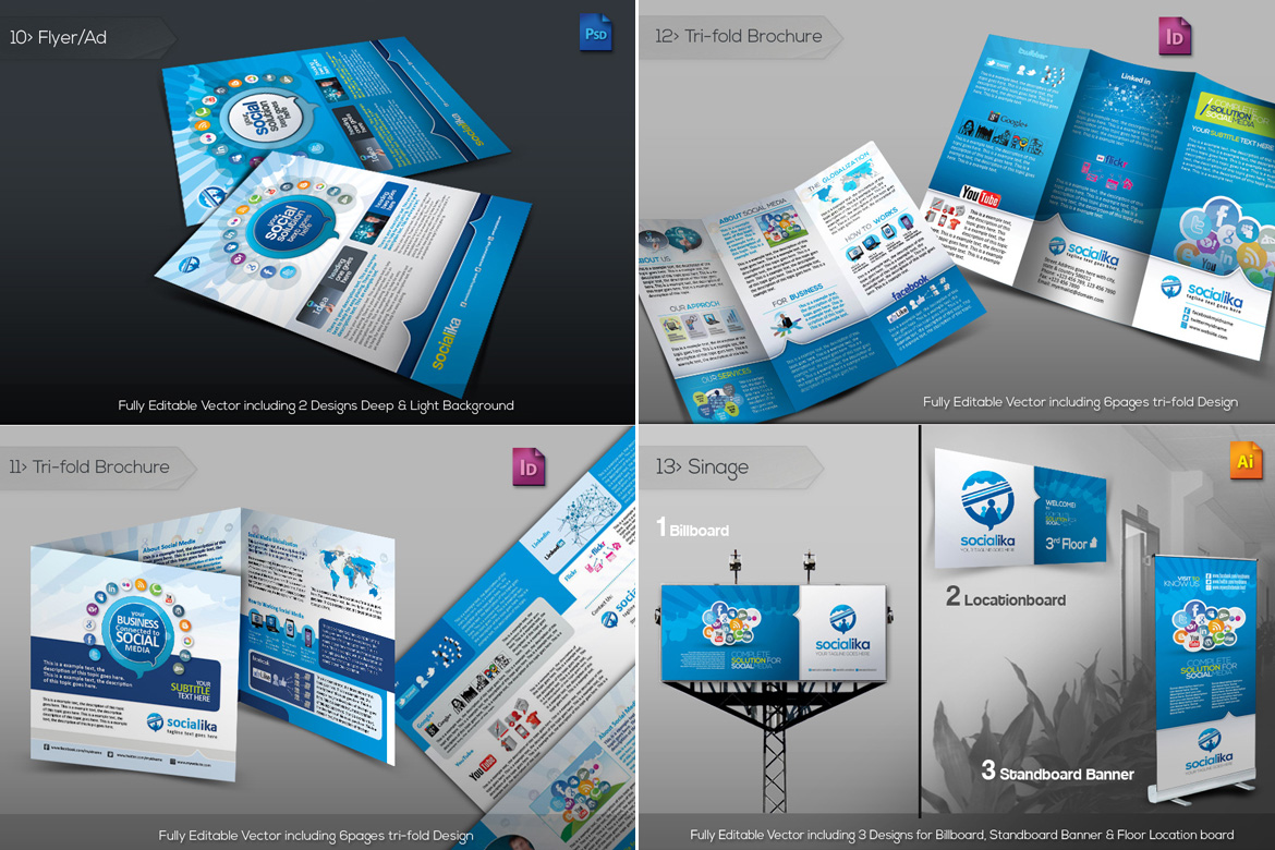 Download Фирменный стиль "Social Media Branding - Corporate Identity Template" / Social Media Branding - Corporate Identity Template - Фирменный стиль на тему графика social mesida media corporate business branding stationery bundle marketing agency analysis promotion plan