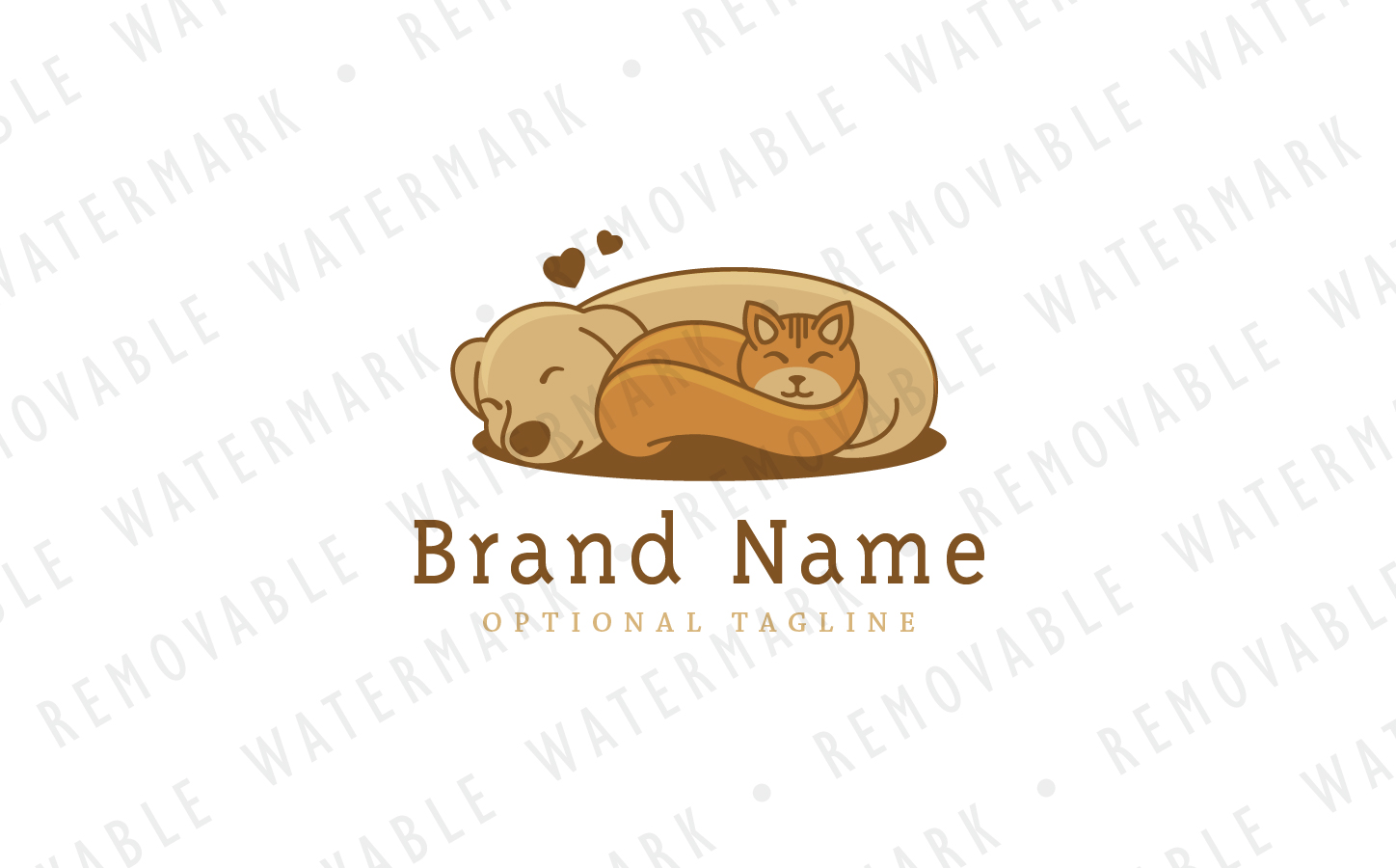 Download Шаблон логотипа "Cat & Dog Friendship Logo Template" / Cat & Dog Friendship Logo Template - Шаблон логотипа на тему графика animal dog pet love happy cat veterinary sleep peaceful puppy relationship dream friendship tolerance contentment rest bond logo design template