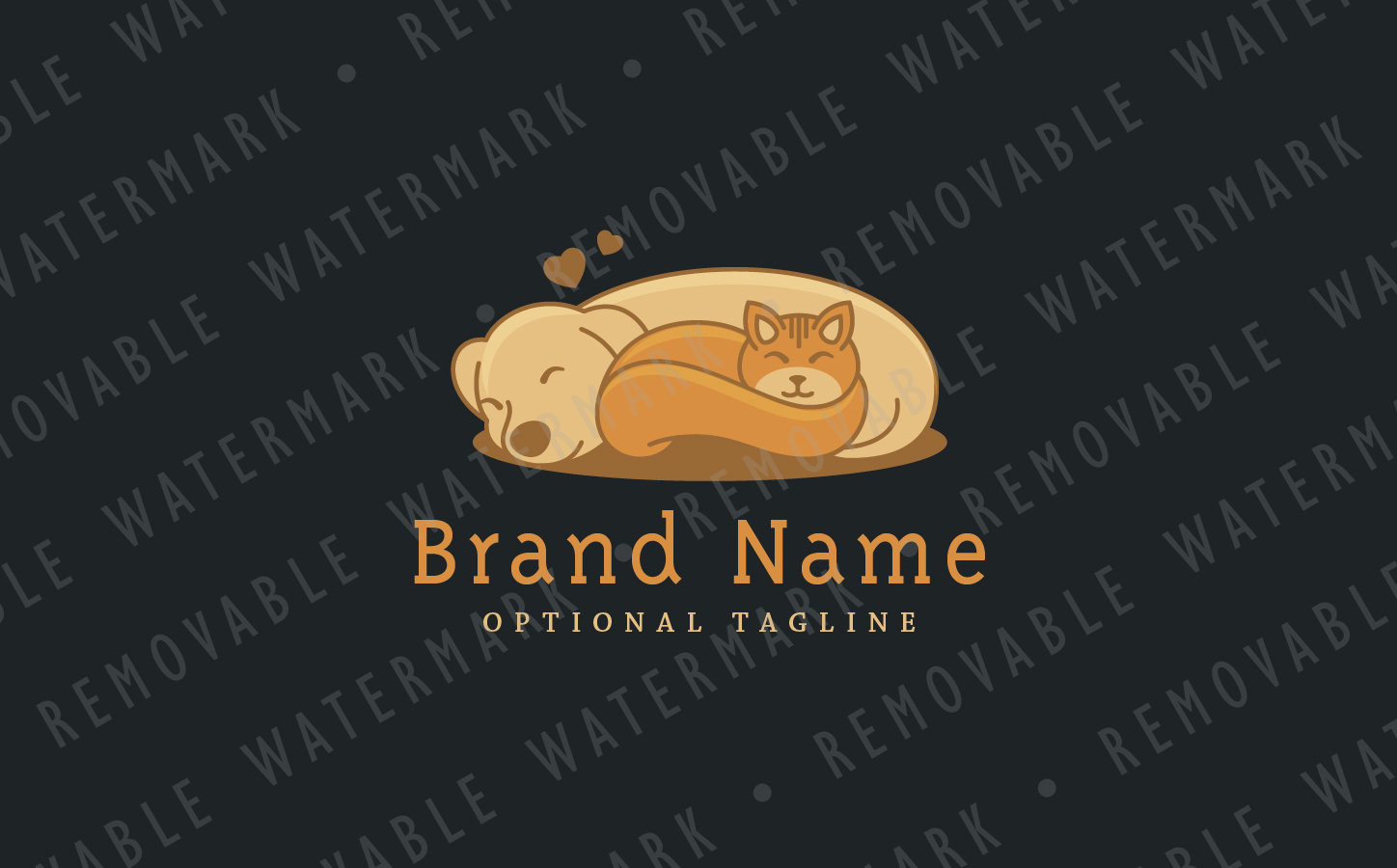 Download Шаблон логотипа "Cat & Dog Friendship Logo Template" / Cat & Dog Friendship Logo Template - Шаблон логотипа на тему графика animal dog pet love happy cat veterinary sleep peaceful puppy relationship dream friendship tolerance contentment rest bond logo design template