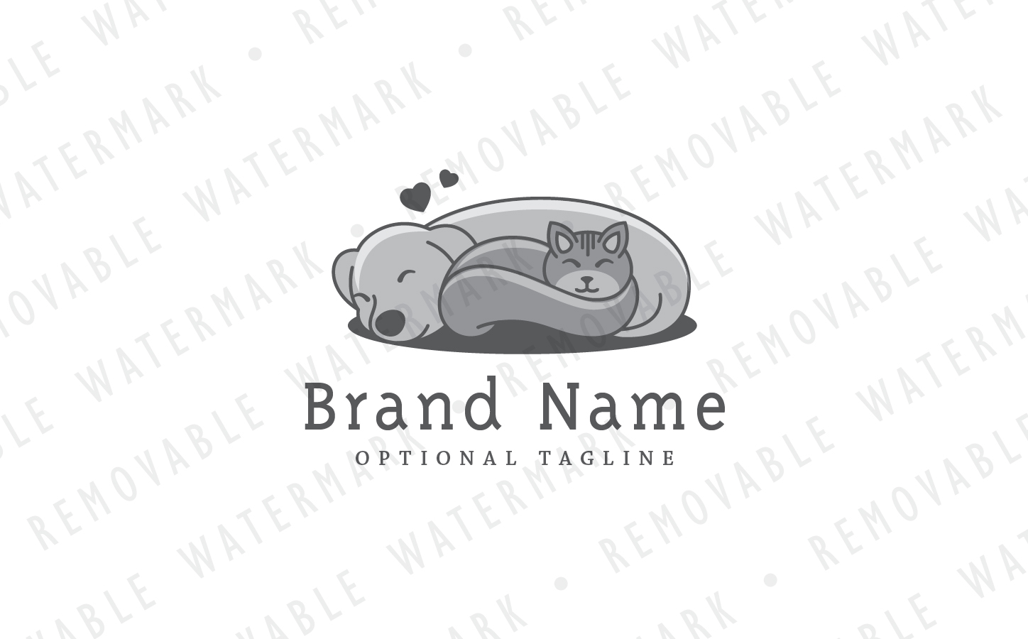 Download Шаблон логотипа "Cat & Dog Friendship Logo Template" / Cat & Dog Friendship Logo Template - Шаблон логотипа на тему графика animal dog pet love happy cat veterinary sleep peaceful puppy relationship dream friendship tolerance contentment rest bond logo design template