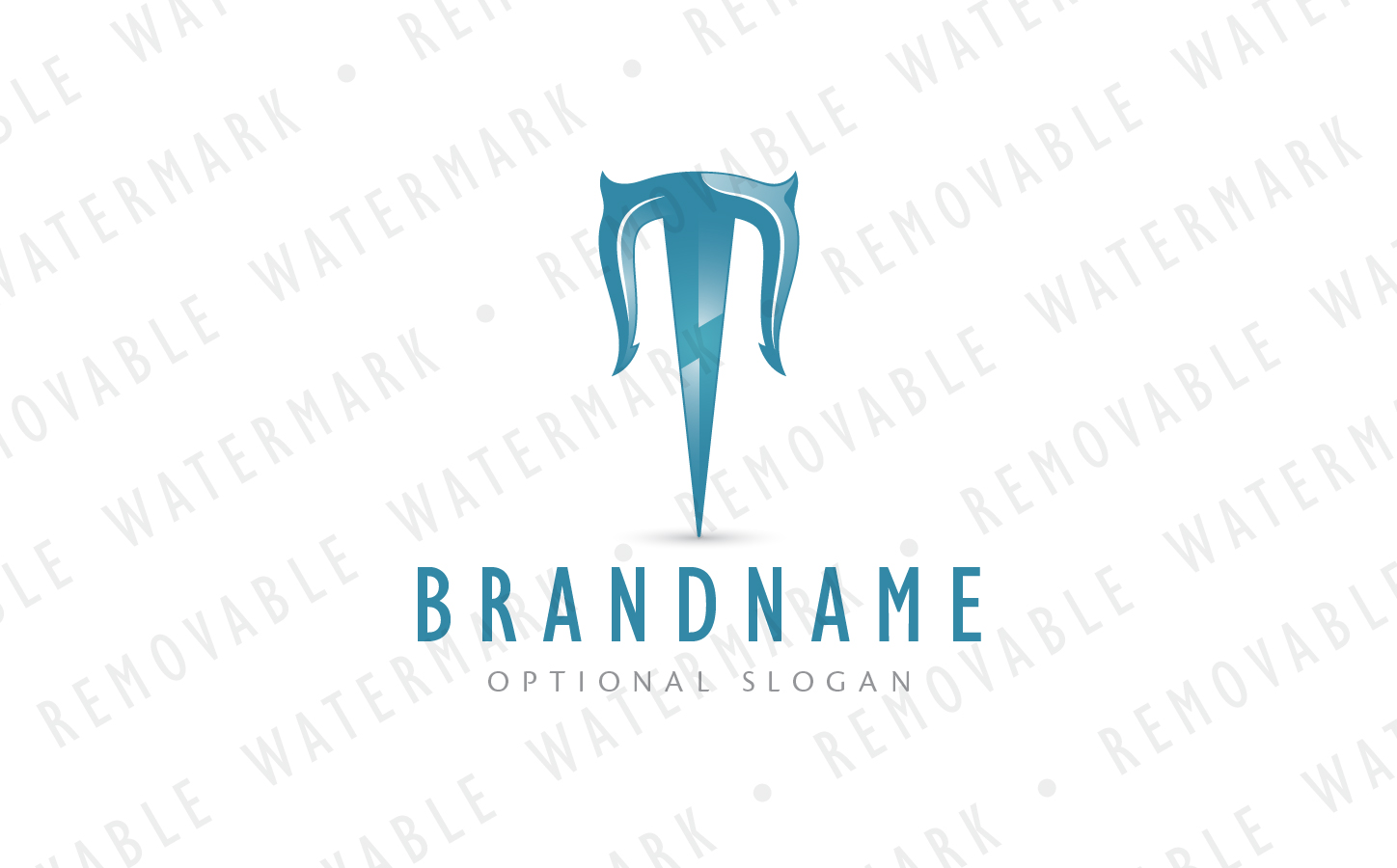 Download Шаблон логотипа "T Power Trident Logo Template" / T Power Trident Logo Template - Шаблон логотипа на тему графика energy letter t power metal powerful electricity greek lightning zeus trident poseidon titan ancient strength storm thunder logo design template