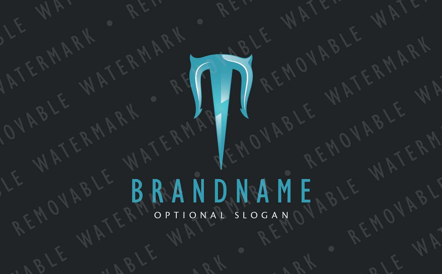 Download Шаблон логотипа "T Power Trident Logo Template" / T Power Trident Logo Template - Шаблон логотипа на тему графика energy letter t power metal powerful electricity greek lightning zeus trident poseidon titan ancient strength storm thunder logo design template