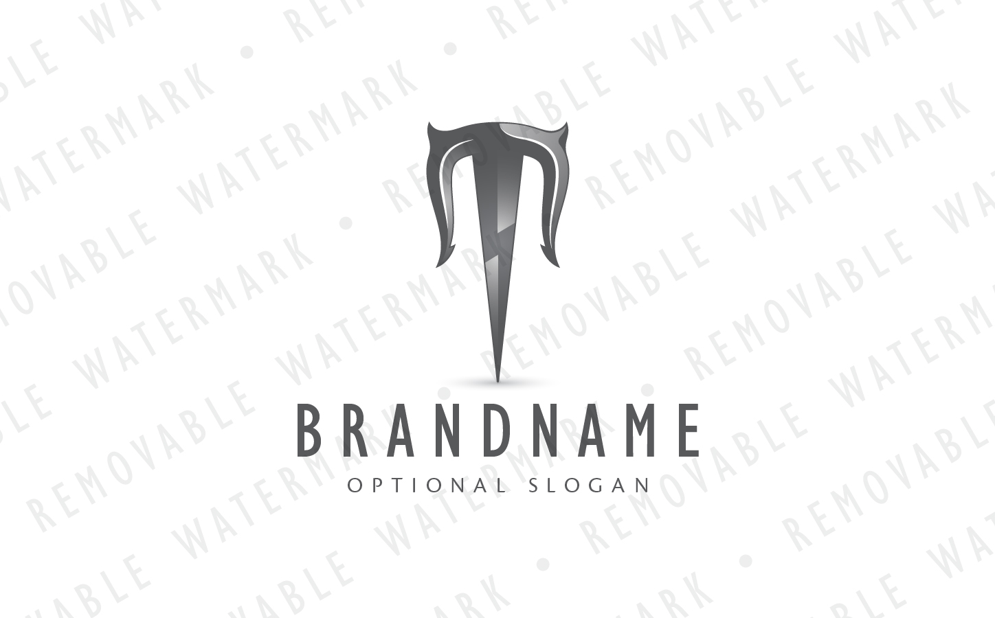 Download Шаблон логотипа "T Power Trident Logo Template" / T Power Trident Logo Template - Шаблон логотипа на тему графика energy letter t power metal powerful electricity greek lightning zeus trident poseidon titan ancient strength storm thunder logo design template