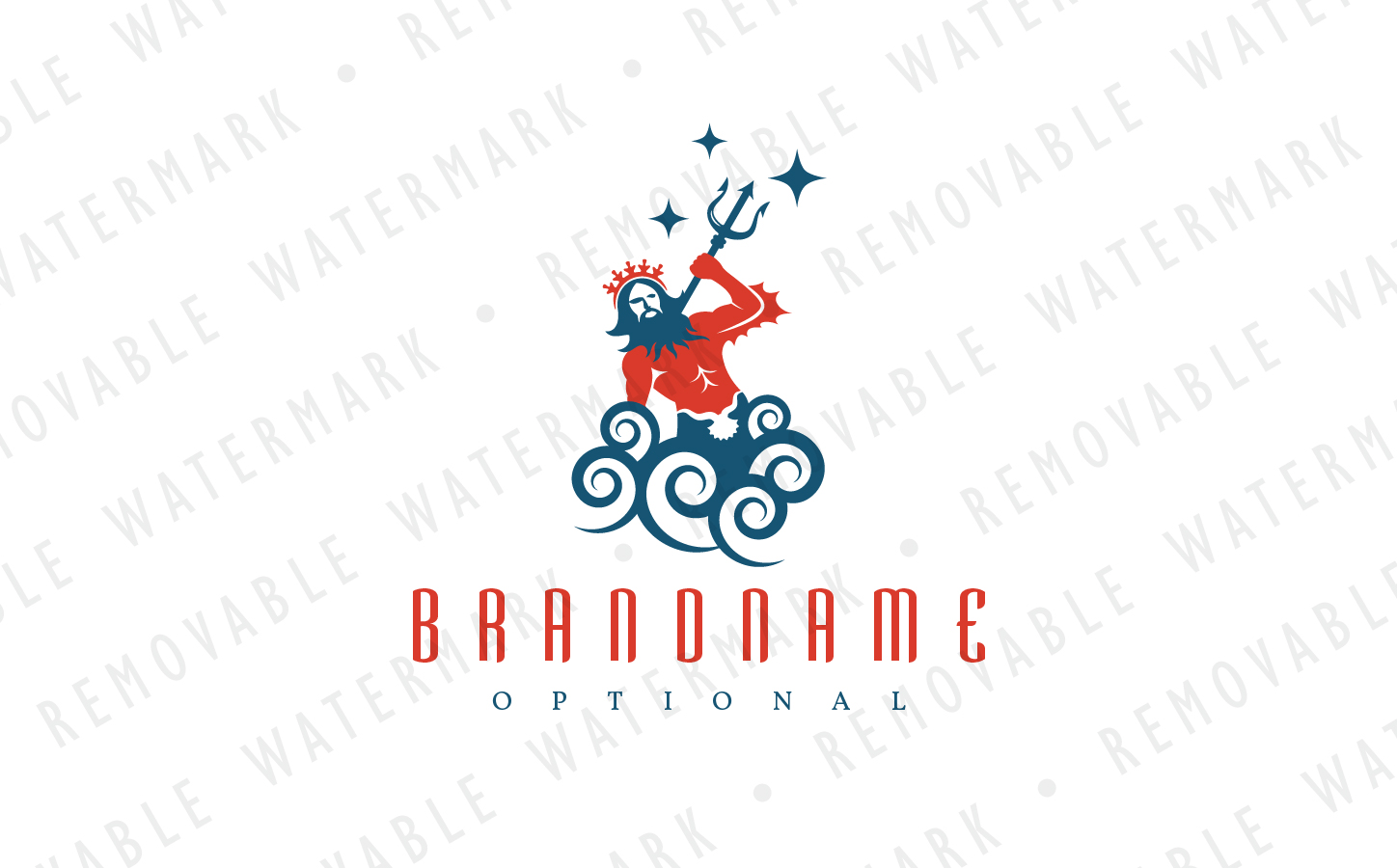 Download Шаблон логотипа "God Of The Sea - Logo Template" / God Of The Sea - Logo Template - Шаблон логотипа на тему графика wave ocean water character sea god ancient greek storm king poseidon neptune triton mythology titan logo design template flood trident