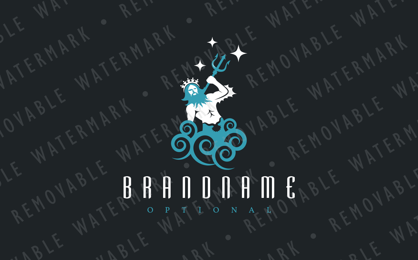 Download Шаблон логотипа "God Of The Sea - Logo Template" / God Of The Sea - Logo Template - Шаблон логотипа на тему графика wave ocean water character sea god ancient greek storm king poseidon neptune triton mythology titan logo design template flood trident