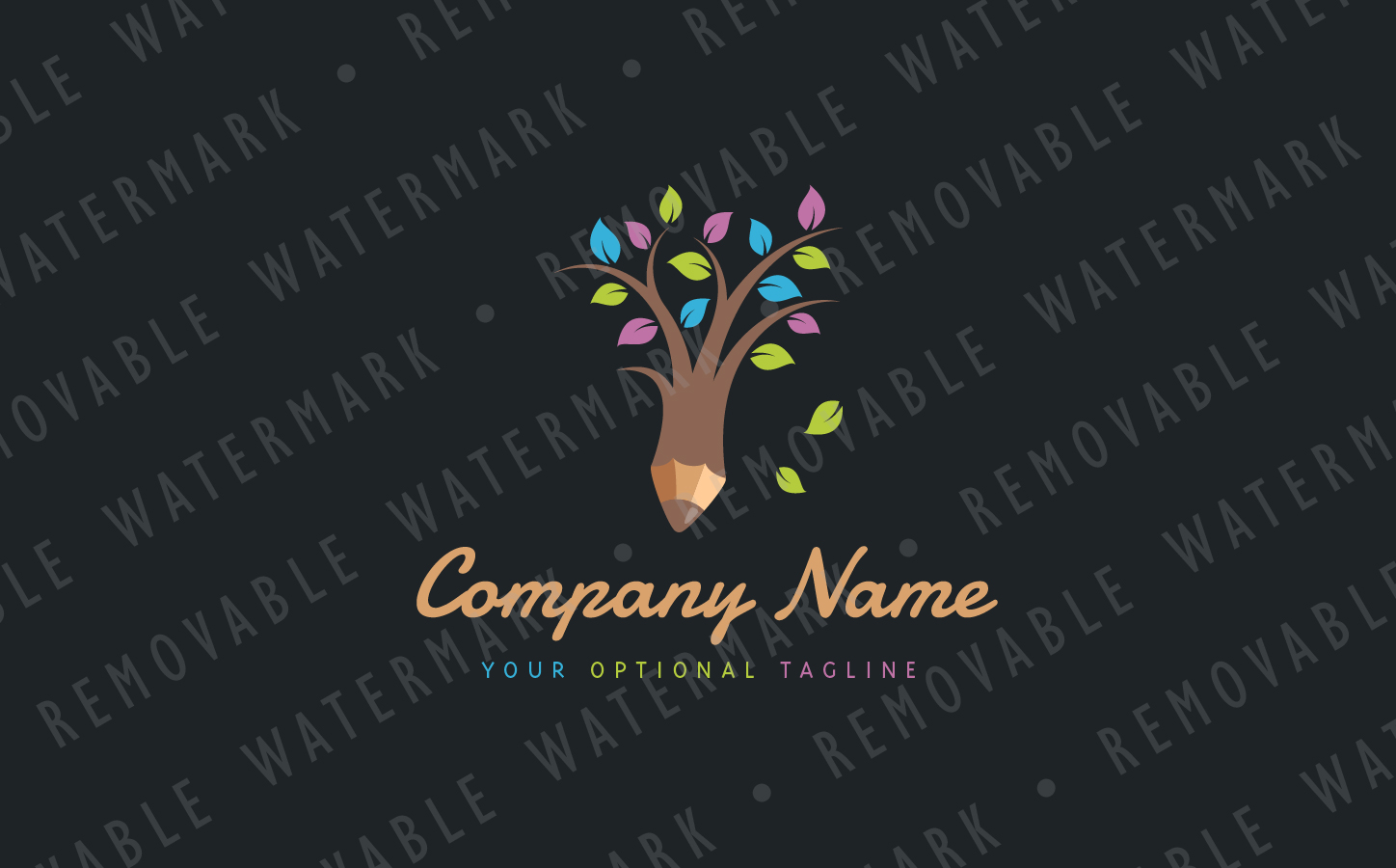 Download Шаблон логотипа "Pencil Tree Logo Template" / Pencil Tree Logo Template - Шаблон логотипа на тему графика tree garden creativity learning knowledge wisdom education teach school art write draw growth season pencil artist logo design template publishing