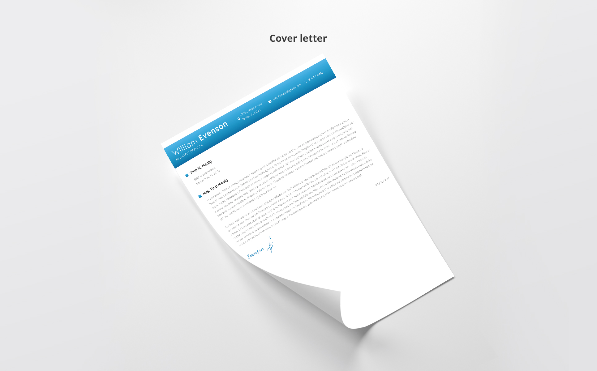 Download Резюме "Пример резюме архитектора" / William Evenson - Architect Designer Resume Template - Резюме на тему графика vc resume professional cover-letter psd ai doc pdf illustrator photoshop word vector 300dpi print-ready customizable free-fonts google clean bleeds cmyk