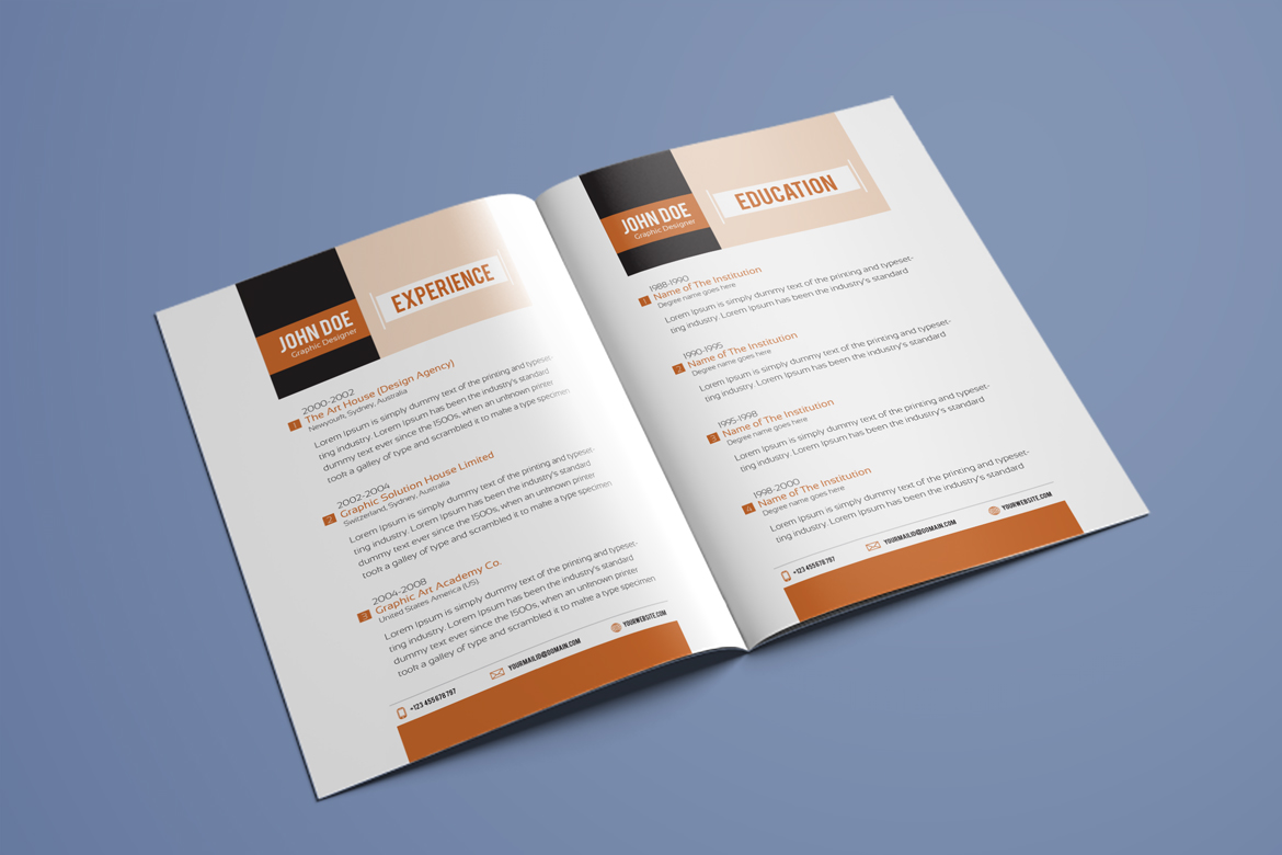 Resume Booklet Modern / CV Professional and Creative InDesign