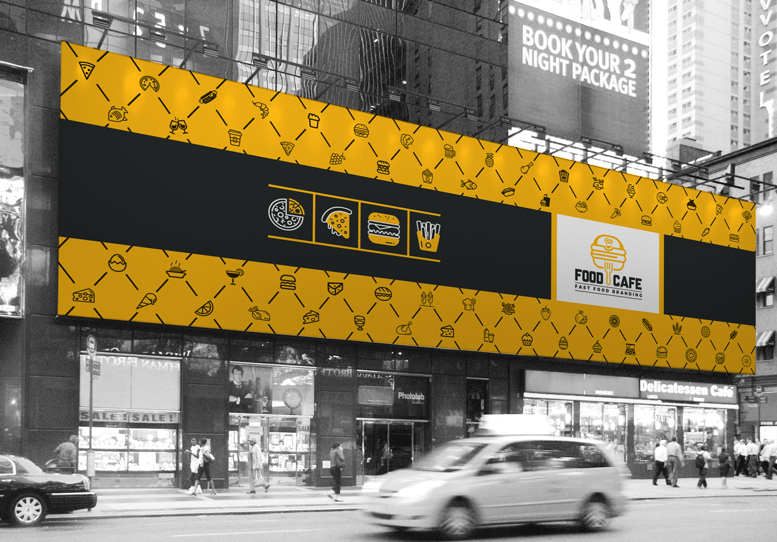 Download Цифровые баннеры рекламы фаст фуда на билбордах, рекламных щитах, магазинах / Digital Signage for Fast Food Agency | Billboard, Rollup Banner, Location Board, Promotional Counter, Shop Sign - Фирменный стиль на тему графика fast food restaurant catering signage pack bundle billboard design template rollup banner outdoor indoor promotion counter promotional shop sign location