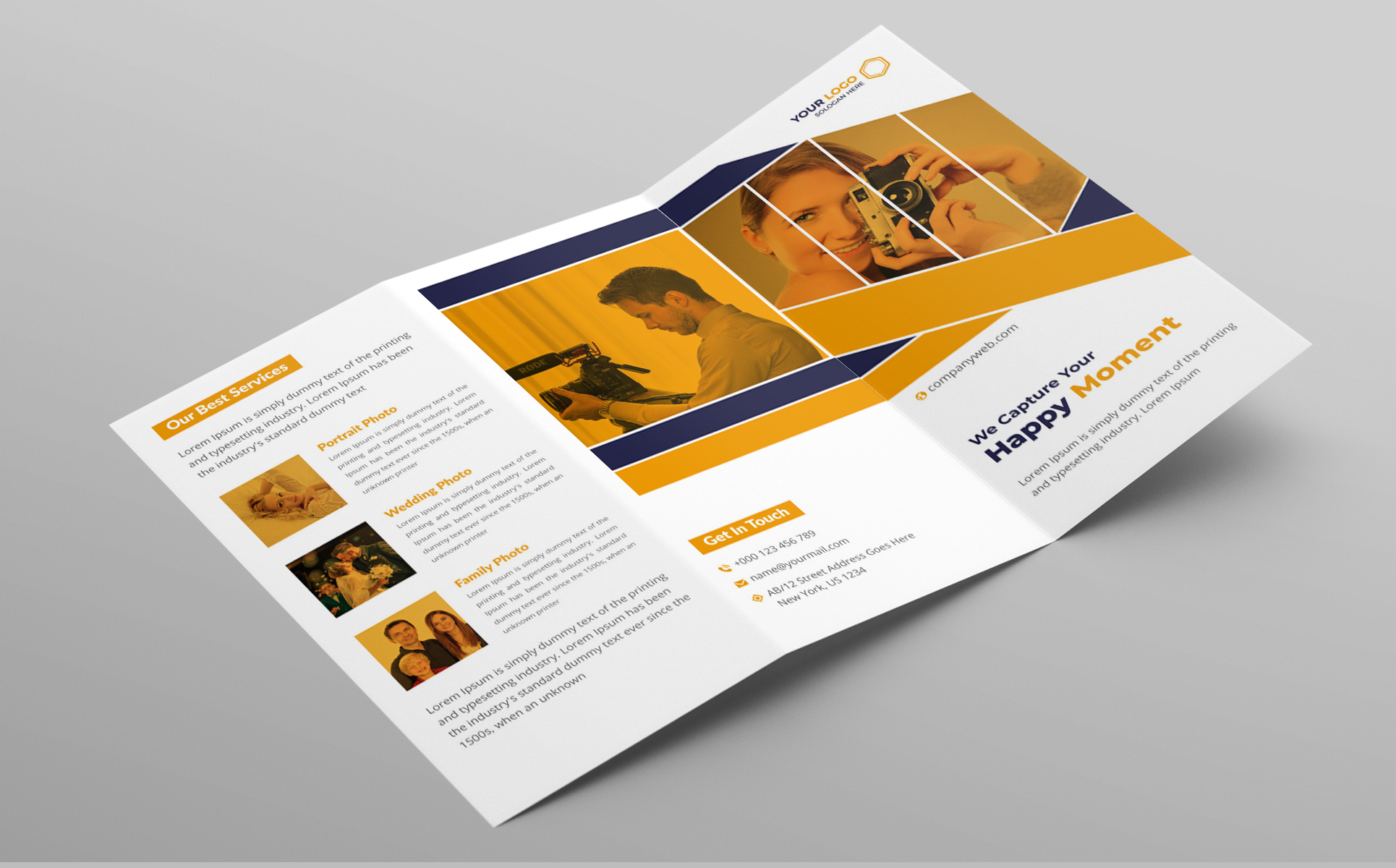 Download Фирменный стиль "Photography Tri-fold Brochure - Corporate Identity Template" / Photography Tri-fold Brochure - Corporate Identity Template - Фирменный стиль на тему графика brochure business book design template typography layout catalog photography letter corporate professional creative modern portfolio booklet catalogue clean album moment