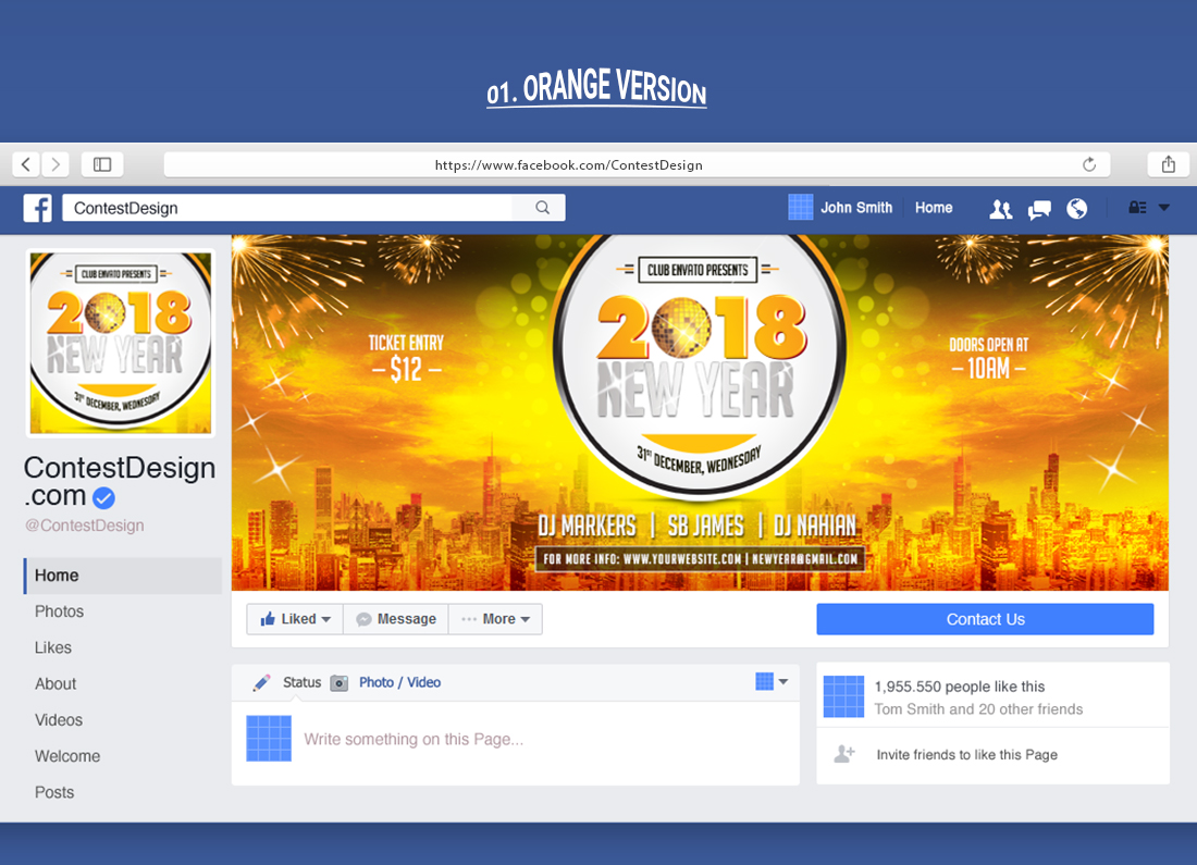 Download Шаблон для соцсетей "2018 Happy New Year Facebook Timeline Cover Design Social Media Template" / 2018 Happy New Year Facebook Timeline Cover Design Social Media Template - Шаблон для соцсетей на тему графика 2018 new year christmas party years eve happy celebrate celebration 31st night club facebook event cover design timeline template ad