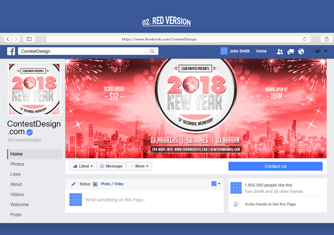 Download Шаблон для соцсетей "2018 Happy New Year Facebook Timeline Cover Design Social Media Template" / 2018 Happy New Year Facebook Timeline Cover Design Social Media Template - Шаблон для соцсетей на тему графика 2018 new year christmas party years eve happy celebrate celebration 31st night club facebook event cover design timeline template ad
