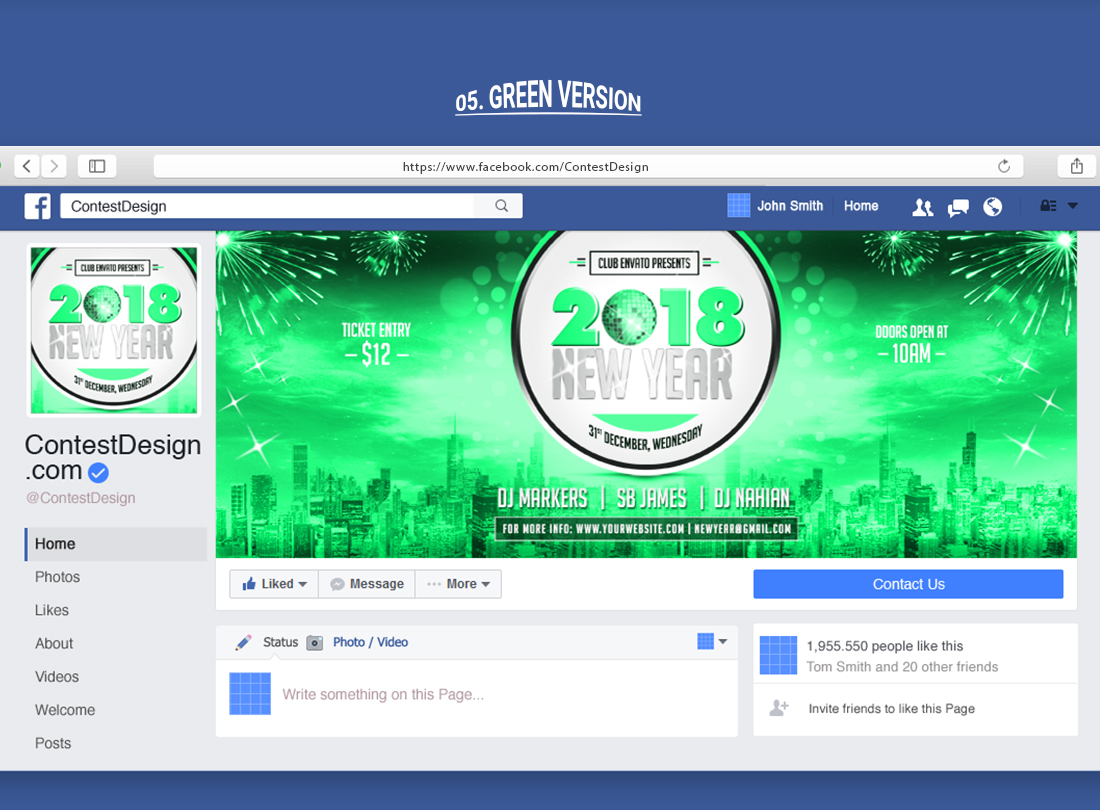 Download Шаблон для соцсетей "2018 Happy New Year Facebook Timeline Cover Design Social Media Template" / 2018 Happy New Year Facebook Timeline Cover Design Social Media Template - Шаблон для соцсетей на тему графика 2018 new year christmas party years eve happy celebrate celebration 31st night club facebook event cover design timeline template ad