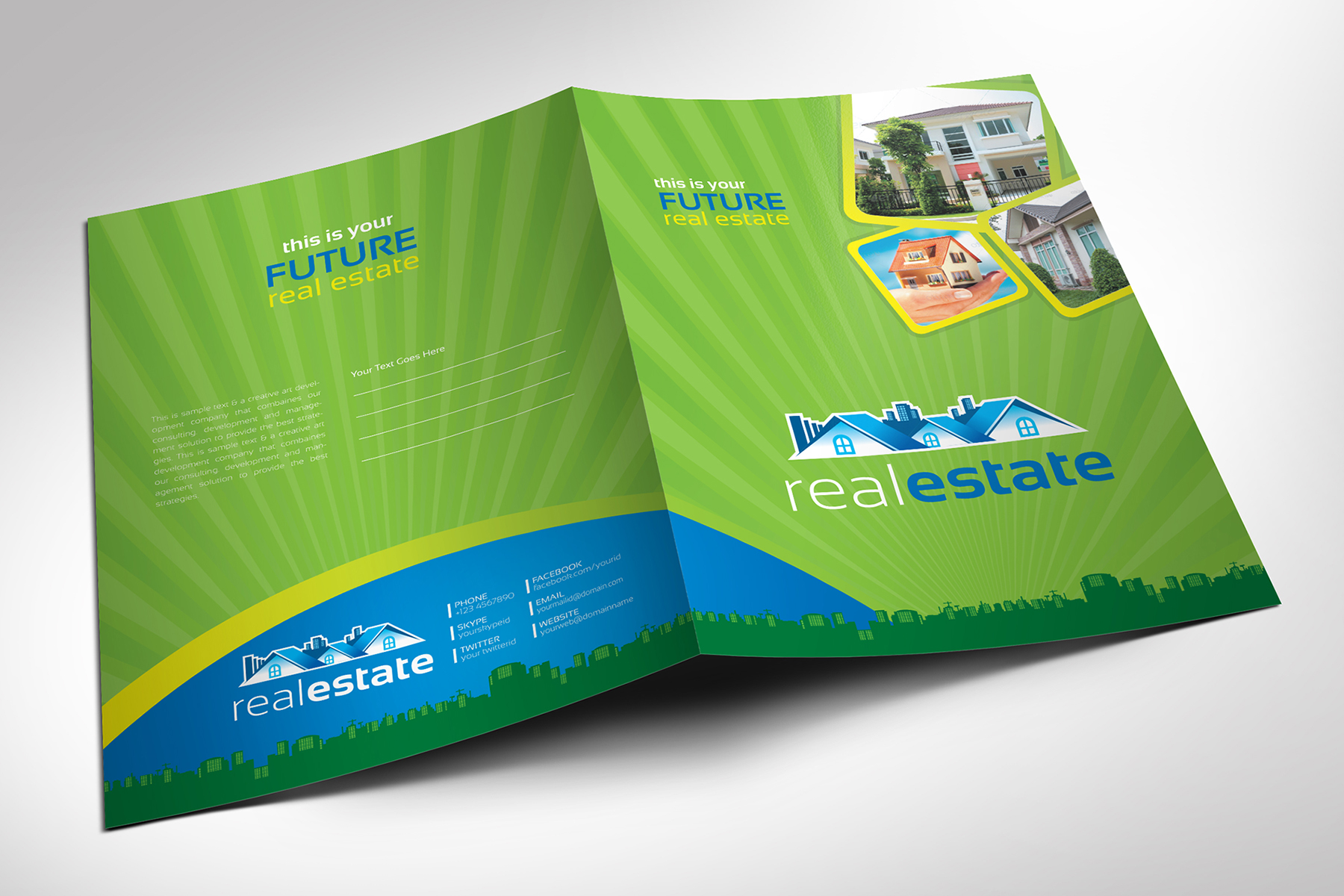 Download Фирменный стиль "RealEstate Presentation Folder - Corporate Identity Template" / RealEstate Presentation Folder - Corporate Identity Template - Фирменный стиль на тему графика real estater presentation folder template file holder paper modern cutting files cut pocket corporate creative customisable office official stationery design