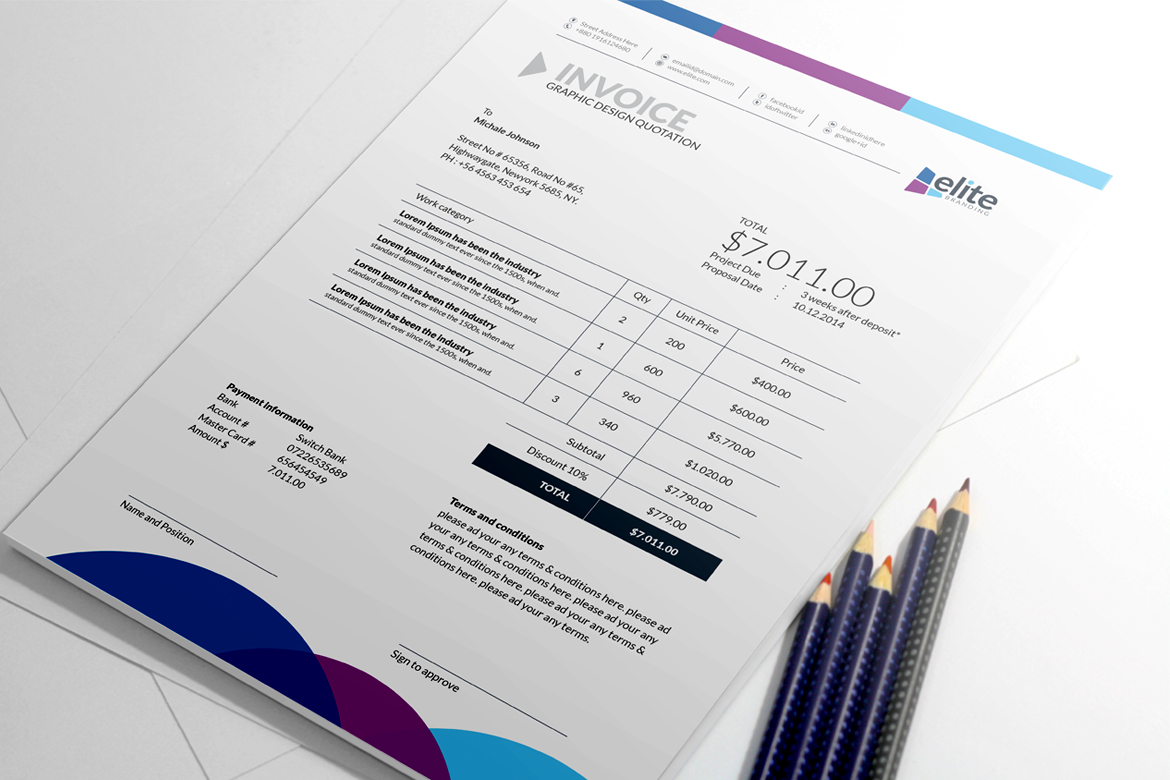 Download Фирменный стиль "MS Word Clean Invoice - Corporate Identity Template" / MS Word Clean Invoice - Corporate Identity Template - Фирменный стиль на тему графика invoice template design ms word psd eps clean bundle simple modern business cash memo a4 automatic bill creative excel indesign