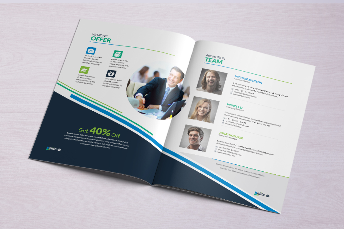 Download Фирменный стиль "12 Pages Business Brochure - Corporate Identity Template" / 12 Pages Business Brochure - Corporate Identity Template - Фирменный стиль на тему графика bi-fold brochure company profile business brochure book magazine annual report 2018 design template triangle square fold twi-fold corporate product creative