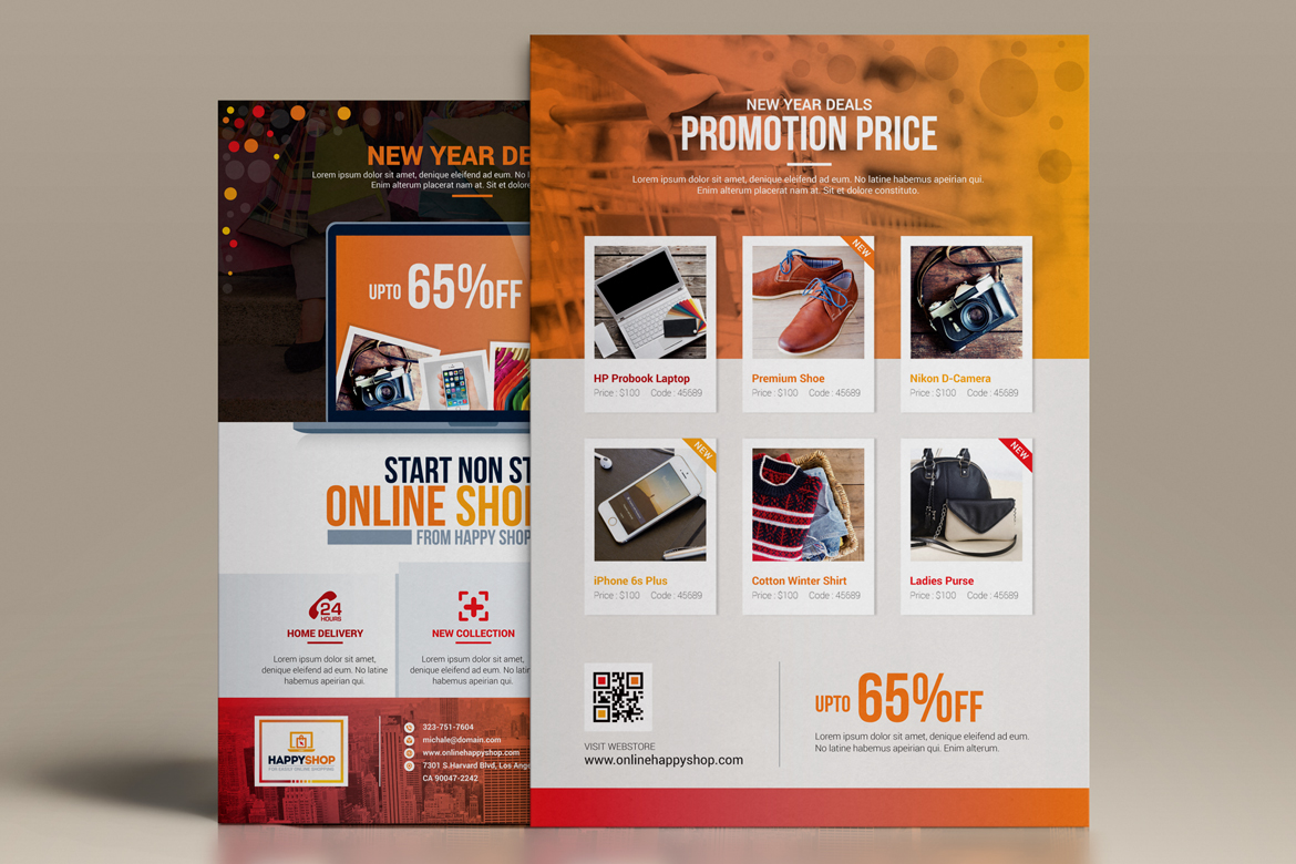 Product Promotional E-Commerce Business Flyer-Poster Template | Double Side Design Corporate ...