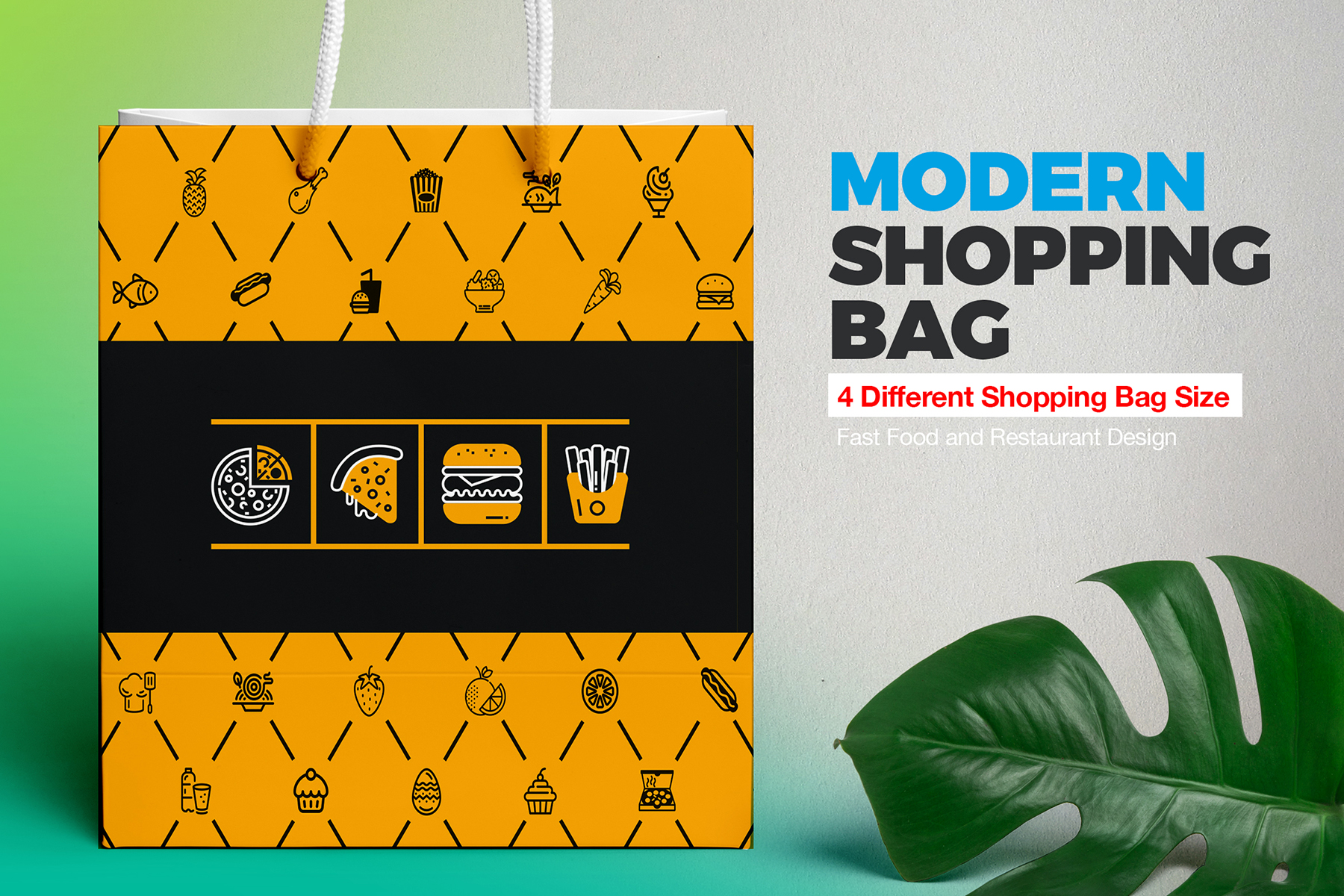Download Фирменный стиль "Shopping Bag Design Template for Fast Food and Restaurant Company | Include 4 Size Bag Design" / Shopping Bag Design Template for Fast Food and Restaurant Company | Include 4 Size Bag Design - Фирменный стиль на тему графика tags fast food restaurant cafe company shopping bag shop mall tote paper coffee gift plastic design template illustration online concept