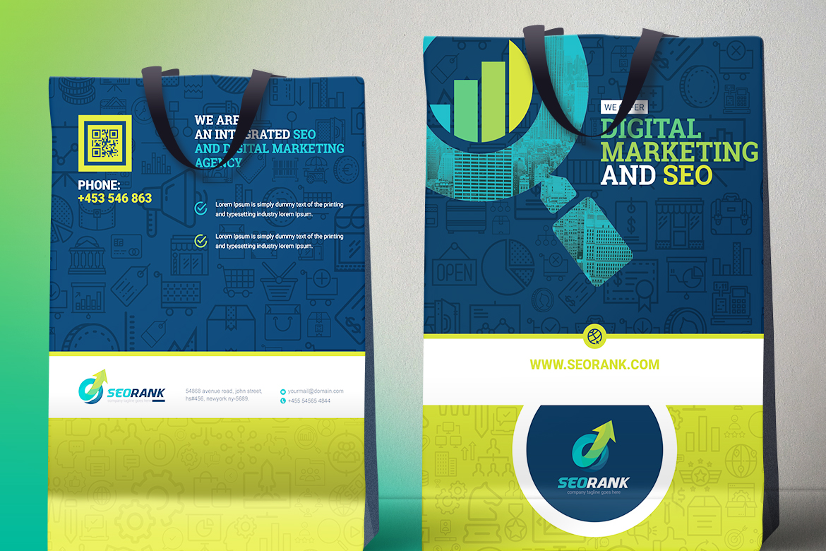 Download Фирменный стиль "Shopping Bag for SEO (Search Engine Optimization) and Digital Marketing Agency" / Shopping Bag for SEO (Search Engine Optimization) and Digital Marketing Agency - Фирменный стиль на тему графика seo digital marketing shopping bag shop mall tote paper coffee gift plastic design template illustration online concept templateundefined search engine