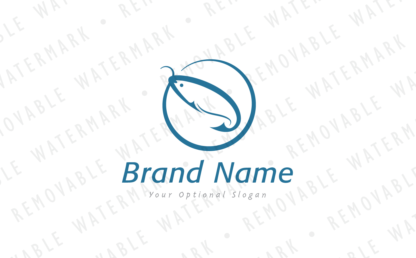 Download Шаблон логотипа "Fish Hook Logo Template" / Fish Hook Logo Template - Шаблон логотипа на тему графика simple circle water food river fish sport sea equipment angle lake marine fishing hook bait angling salmon logo design template