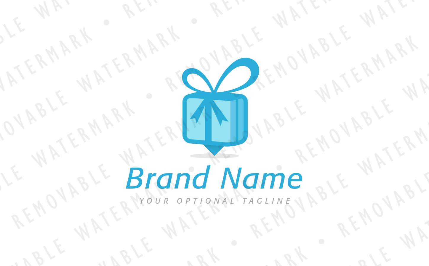 Download Шаблон логотипа "Pin Gift Logo Template" / Pin Gift Logo Template - Шаблон логотипа на тему графика box locator delivery ribbon gift pin point donation present location package address marker destination guide logo design template travel surprise