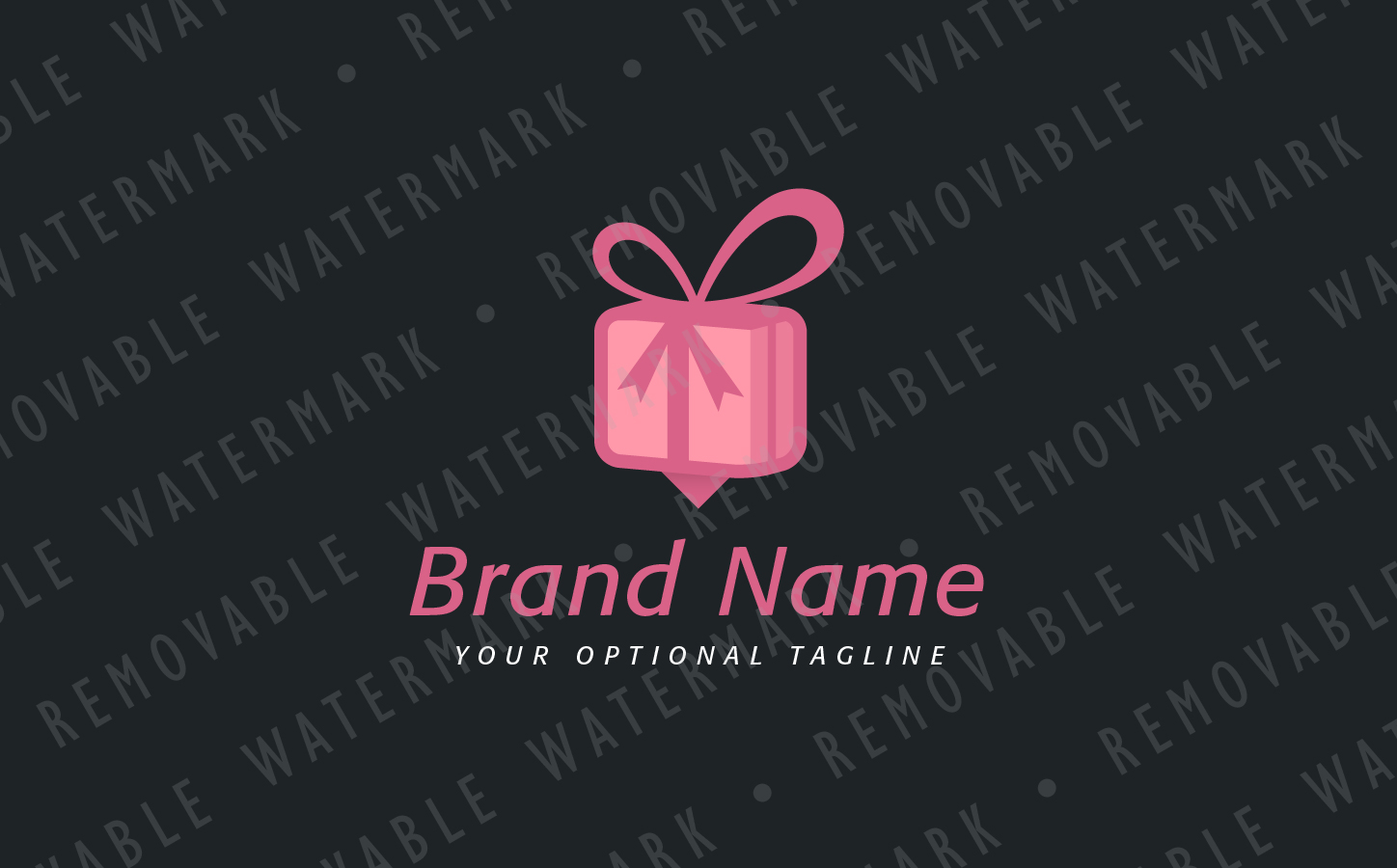 Download Шаблон логотипа "Pin Gift Logo Template" / Pin Gift Logo Template - Шаблон логотипа на тему графика box locator delivery ribbon gift pin point donation present location package address marker destination guide logo design template travel surprise