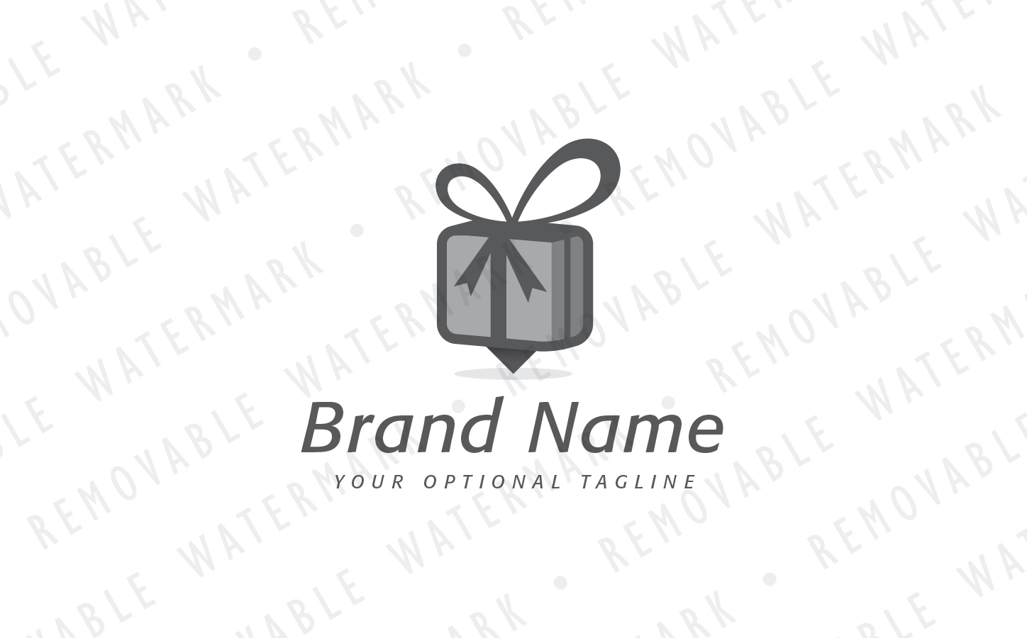 Download Шаблон логотипа "Pin Gift Logo Template" / Pin Gift Logo Template - Шаблон логотипа на тему графика box locator delivery ribbon gift pin point donation present location package address marker destination guide logo design template travel surprise