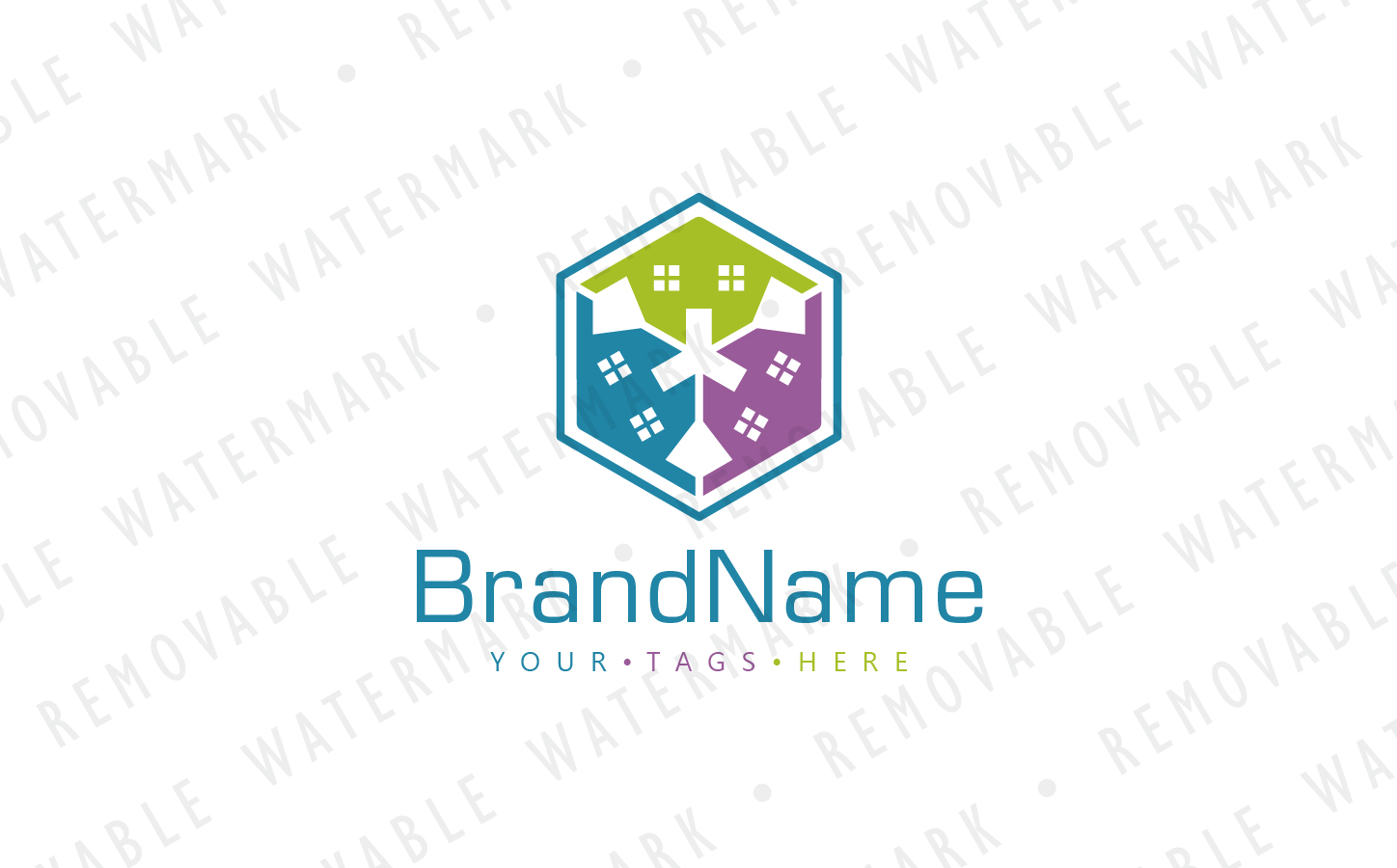 Download Шаблон логотипа "House Box Logo Template" / House Box Logo Template - Шаблон логотипа на тему графика box security house home people safety cube neighborhood collaboration defense block cooperation alliance residence community realty logo design template property