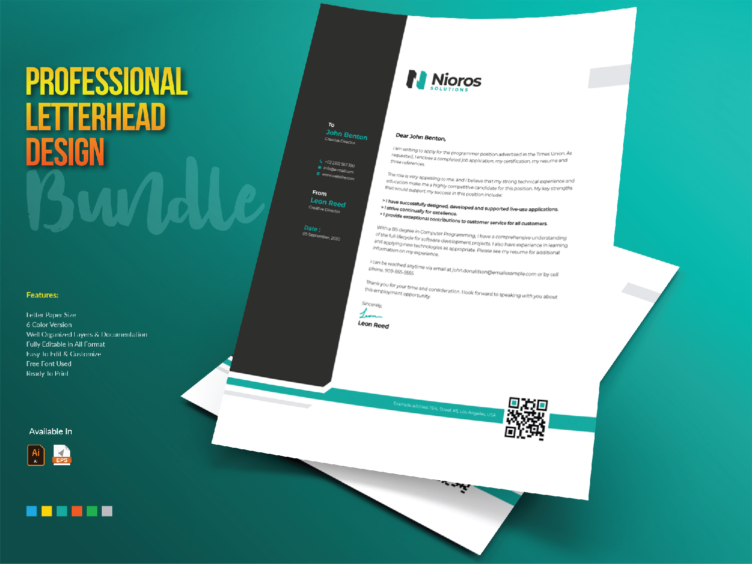 Download Фирменный стиль "Letterhead Design - Corporate Identity Template" / Letterhead Design - Corporate Identity Template - Фирменный стиль на тему графика letterhead template corporate design branding multipurpose company business blue bundle creative professional modern attractive print letter brand clean