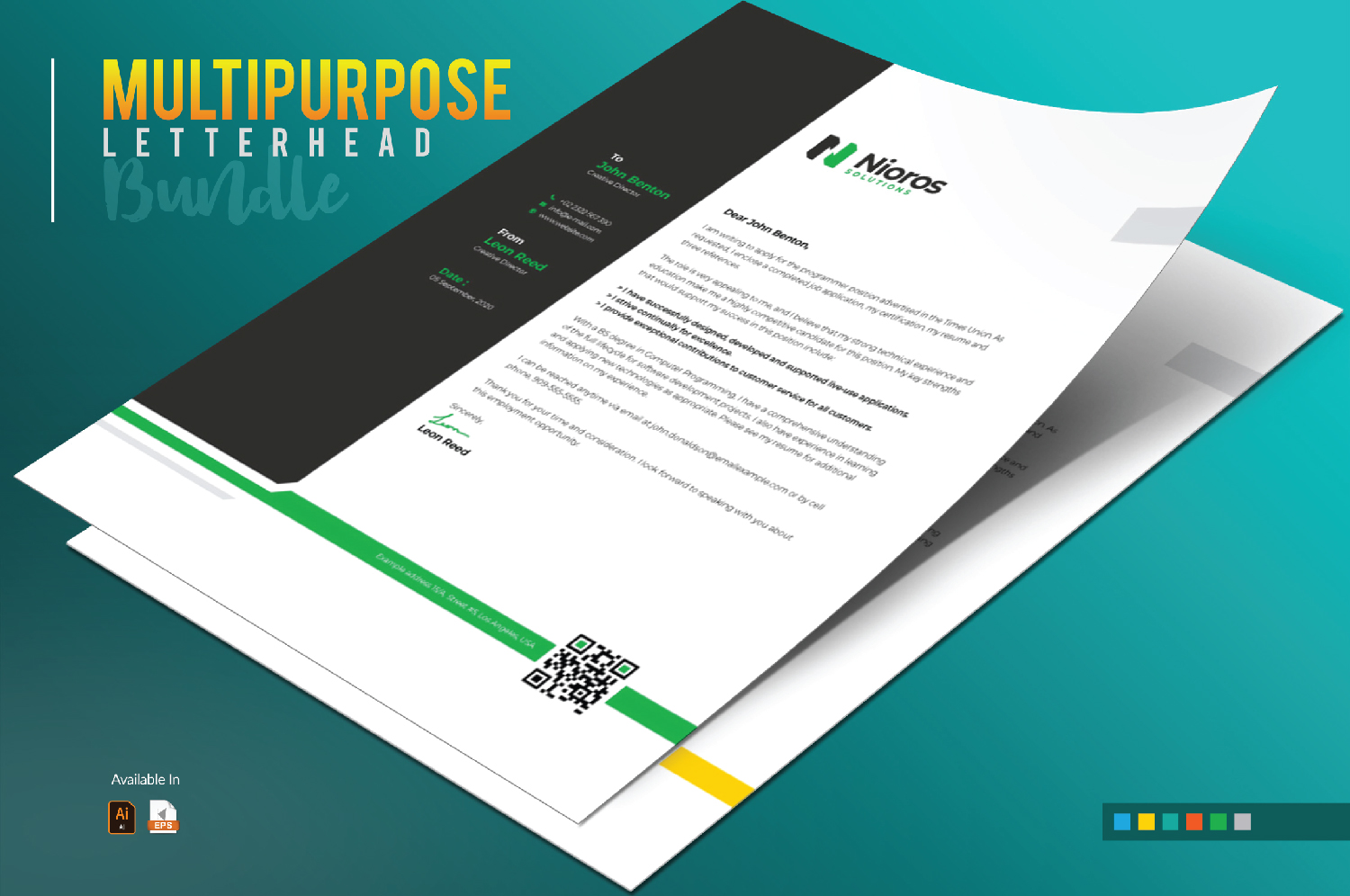 Download Фирменный стиль "Letterhead Design - Corporate Identity Template" / Letterhead Design - Corporate Identity Template - Фирменный стиль на тему графика letterhead template corporate design branding multipurpose company business blue bundle creative professional modern attractive print letter brand clean