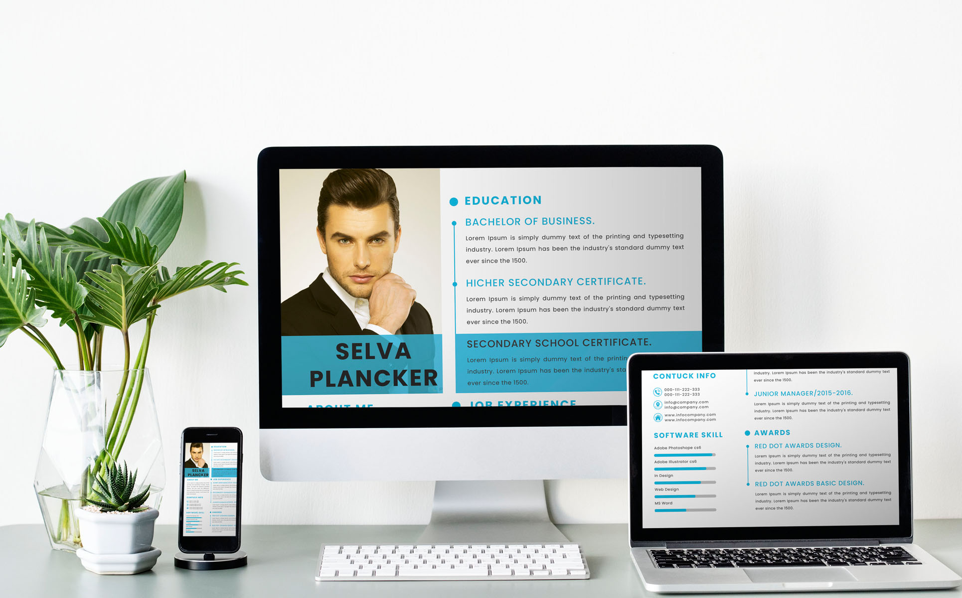 Download Резюме "Selva Plancker Resume Template" / Selva Plancker Resume Template - Резюме на тему графика modern resume portfolio professional clean cv design indesign infographic minimal pages word template