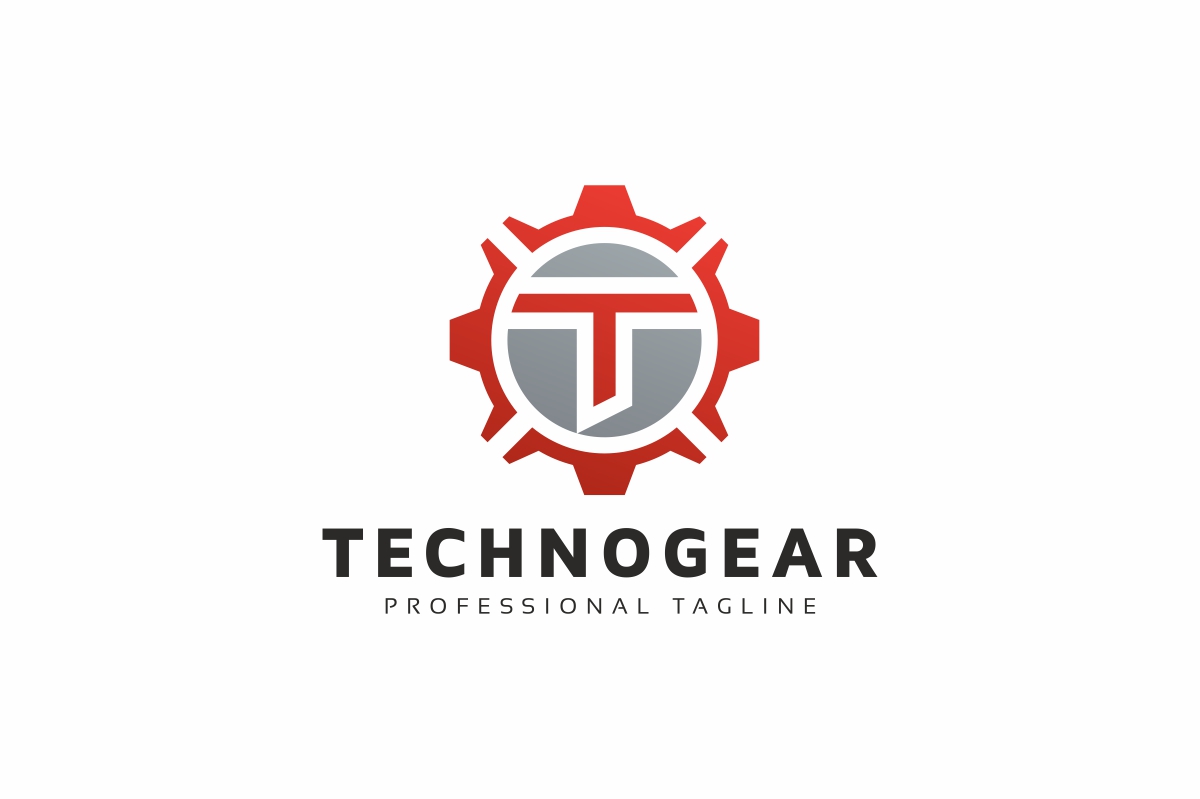 Download Шаблон логотипа "Technogear T Letter Logo Template" / Technogear T Letter Logo Template - Шаблон логотипа на тему графика agency black build business company developer development law lawyer letter logo name psd red round simple software stripe t theme