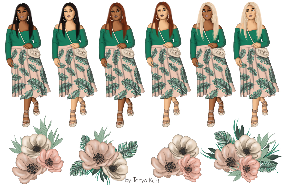 Download Иллюстрация "Floral Season Clipart - Illustration" / Floral Season Clipart - Illustration - Иллюстрация на тему графика planner stickers fashion illustration clipart girl afro babe floral flowers spring blossoms summer hand painted elements graphics sublimation design