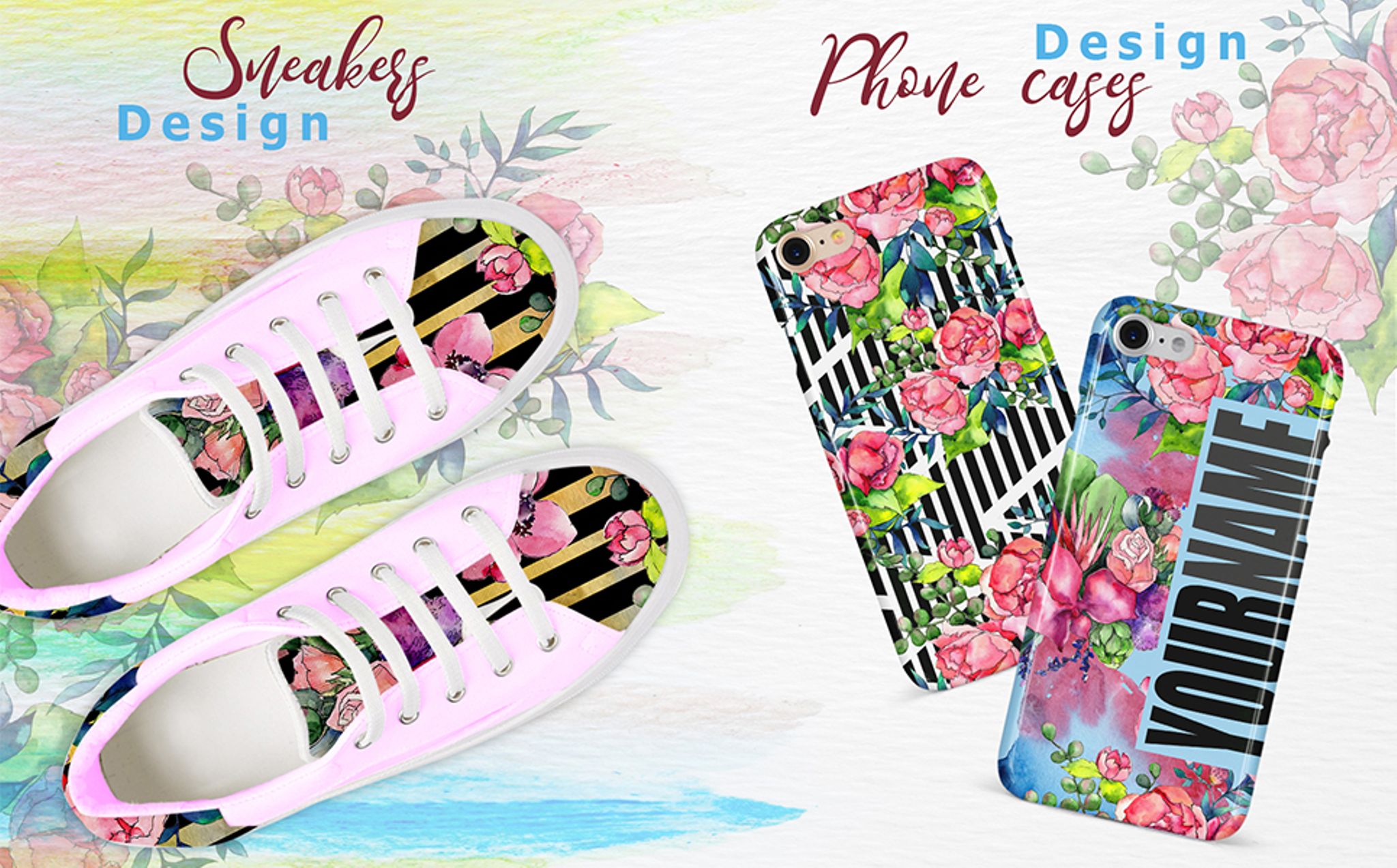 Download Акварельный бандл иллюстраций весенних букетов / Spring Bouquet &  Watercolor Fower - - Illustration - Иллюстрация на тему графика watercolor illustration bouquet drawing background textile colorful fashion drawn vintage paint leaf plant peony seasonal deciduous foliage flower sprout stem