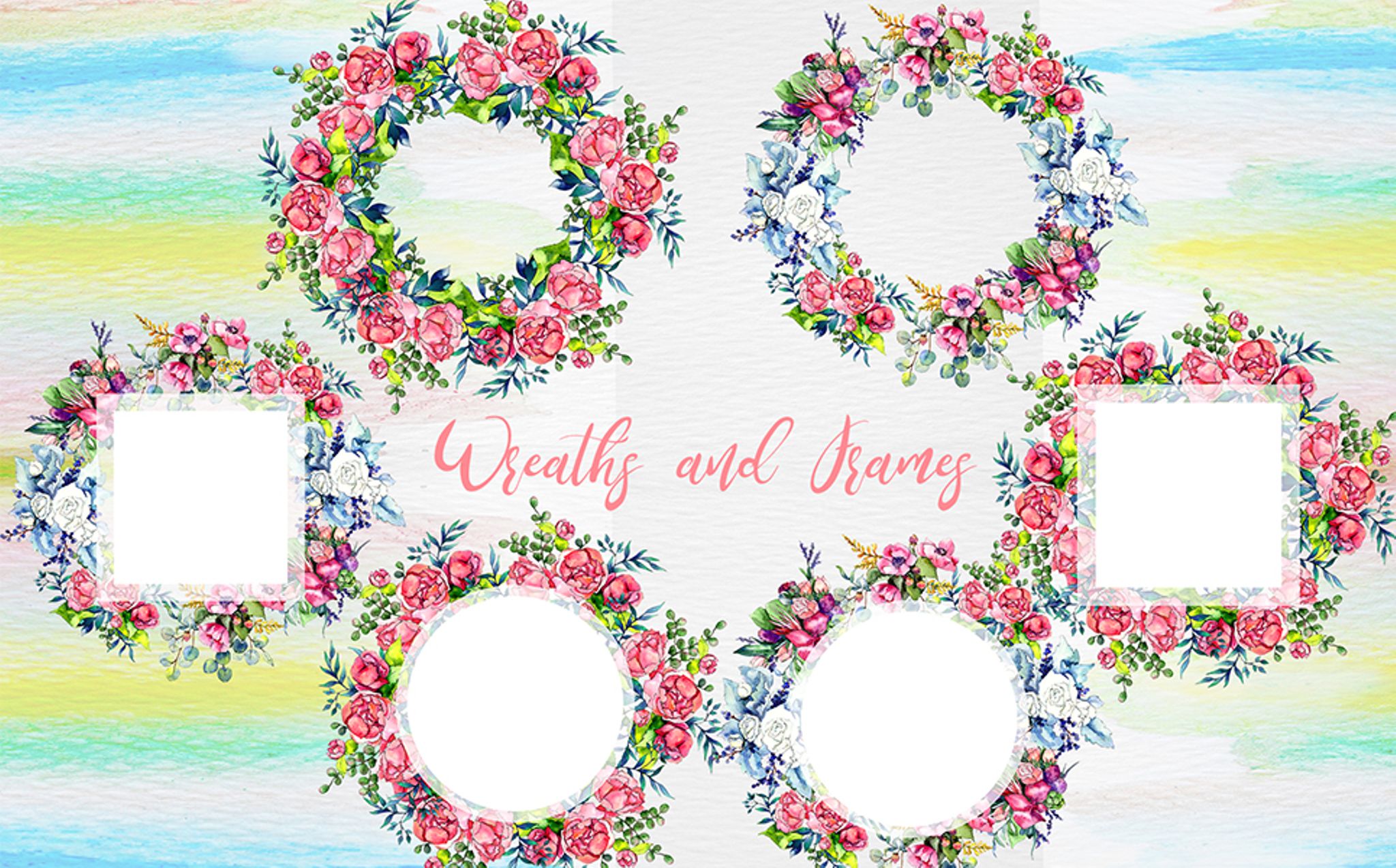 Download Акварельный бандл иллюстраций весенних букетов / Spring Bouquet &  Watercolor Fower - - Illustration - Иллюстрация на тему графика watercolor illustration bouquet drawing background textile colorful fashion drawn vintage paint leaf plant peony seasonal deciduous foliage flower sprout stem