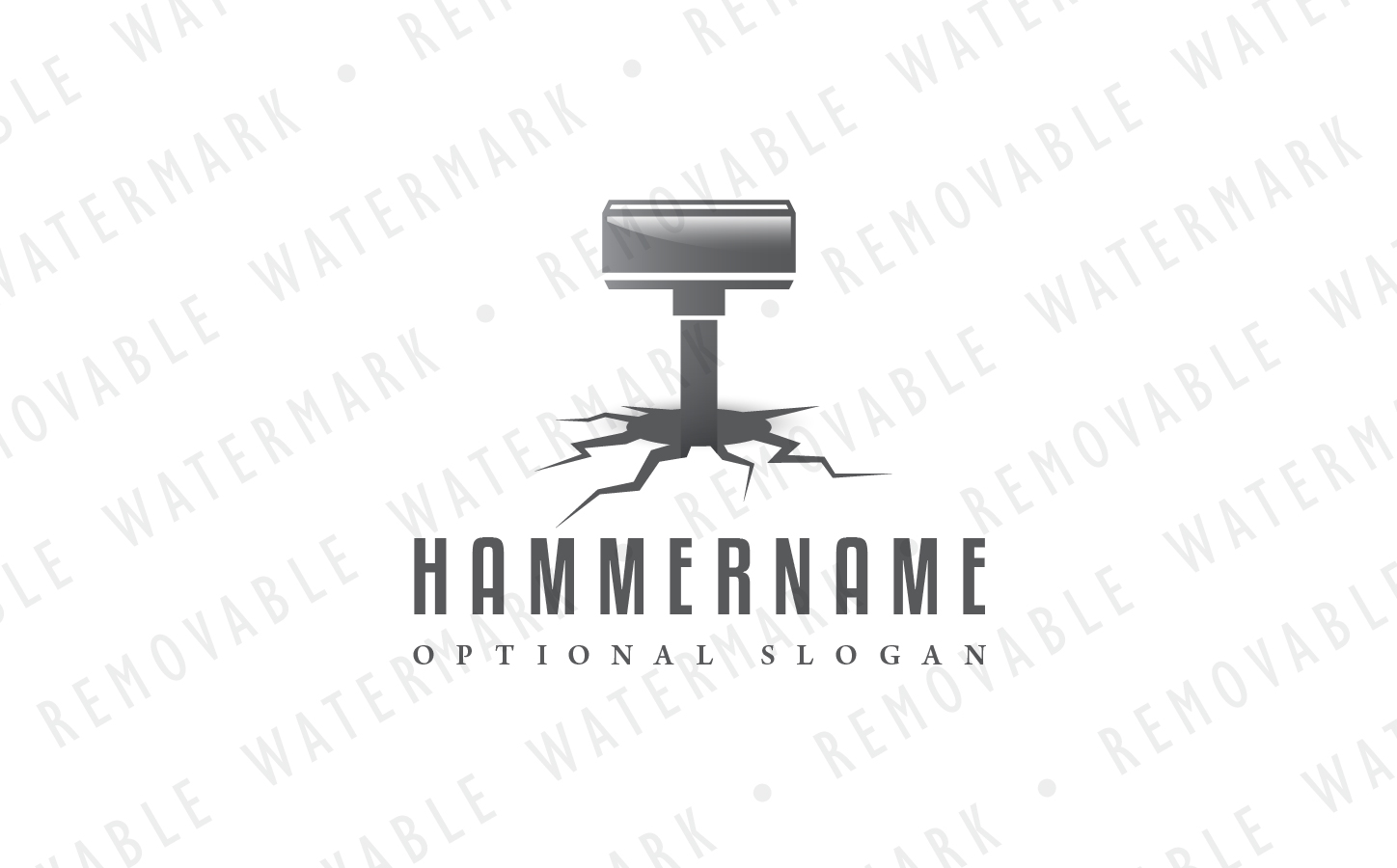 Download Шаблон логотипа "Hammer the Groundshaker - Logo Template" / Hammer the Groundshaker - Logo Template - Шаблон логотипа на тему графика energy earth power fire impact hammer hole crack quake tremor t forge furnace fissure logo design template metal volcanic smith