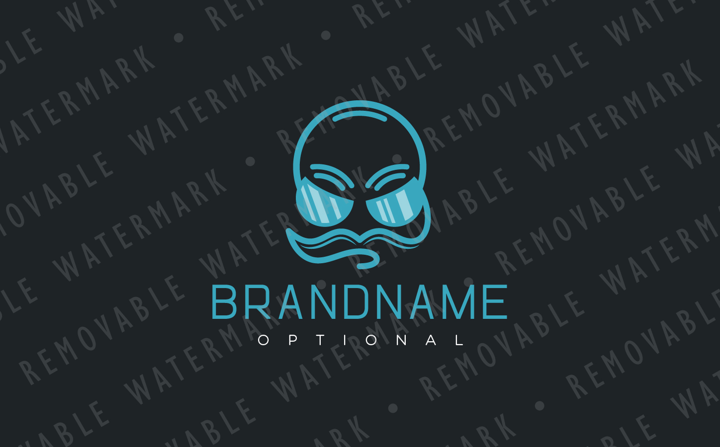 Download Шаблон логотипа "Headphones Face - Logo Template" / Headphones Face - Logo Template - Шаблон логотипа на тему графика sound music man headphones headset wisdom cord sage mustache song media audio dj guru logo design template character recording voice