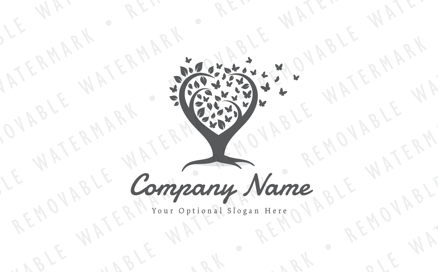 Download Шаблон логотипа "Tree Of Butterflies - Logo Template" / Tree Of Butterflies - Logo Template - Шаблон логотипа на тему графика tree leaf love beauty heart colorful butterfly change spring swarm transformation alteration hope logo design template garden flower dream season