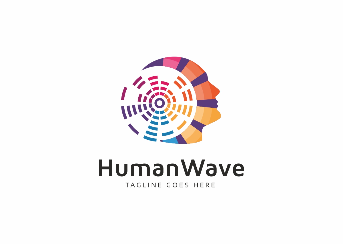 Download Шаблон логотипа "Human Wave Digital - Logo Template" / Human Wave Digital - Logo Template - Шаблон логотипа на тему графика logo human digital vector icon design technology concept creative brain symbol illustration people business idea abstract education head sign think