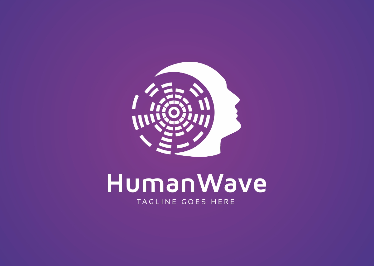 Download Шаблон логотипа "Human Wave Digital - Logo Template" / Human Wave Digital - Logo Template - Шаблон логотипа на тему графика logo human digital vector icon design technology concept creative brain symbol illustration people business idea abstract education head sign think