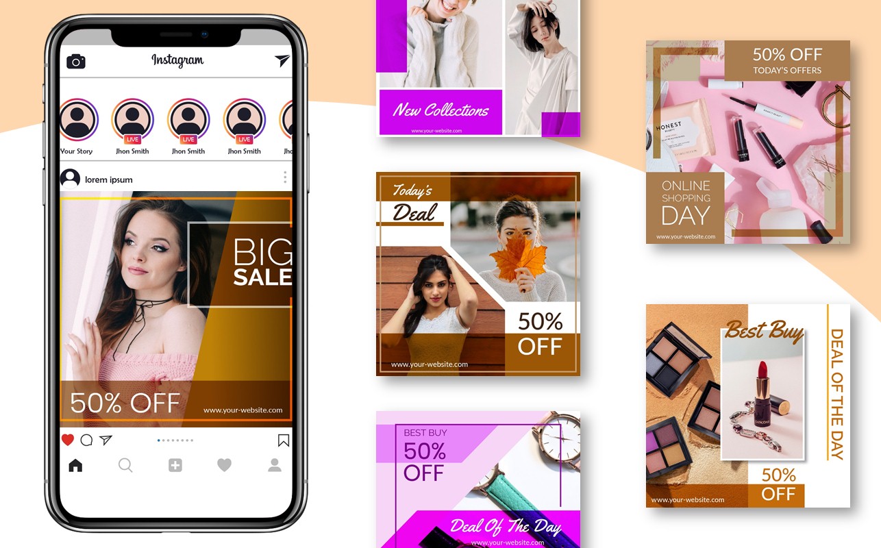 Download Шаблон для соцсетей "12 Promotional Instagram Post Template for Social Media" / 12 Promotional Instagram Post Template for Social Media - Шаблон для соцсетей на тему графика advertising,banners,pack,set,blog,design,creative,discount,fashion,stories,instagram,marketing,shopping,product,promotion,sale,services,templates,socialmedia,instagrampost