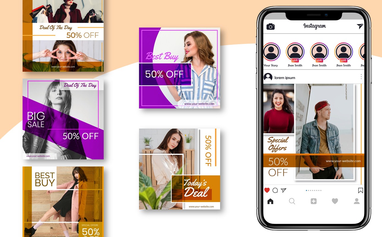 Download Шаблон для соцсетей "12 Promotional Instagram Post Template for Social Media" / 12 Promotional Instagram Post Template for Social Media - Шаблон для соцсетей на тему графика advertising,banners,pack,set,blog,design,creative,discount,fashion,stories,instagram,marketing,shopping,product,promotion,sale,services,templates,socialmedia,instagrampost