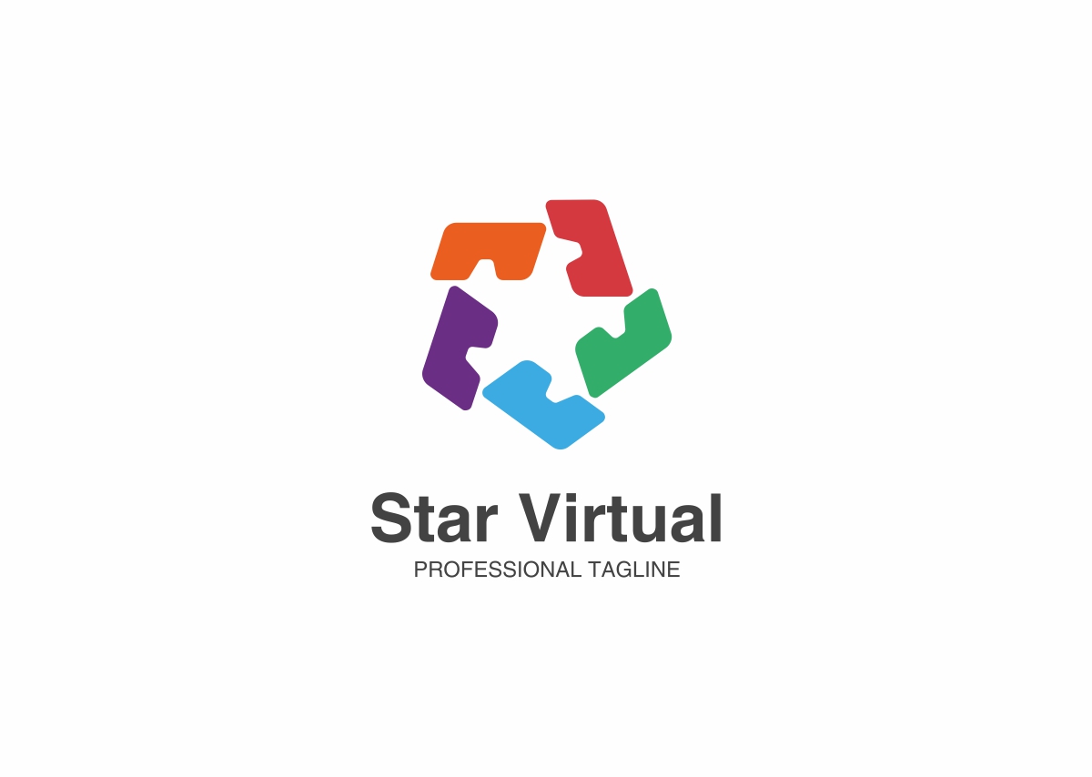 Download Шаблон логотипа "Star Virtual - Logo Template" / Star Virtual - Logo Template - Шаблон логотипа на тему графика augmented reality box business consultant corporate creation creative creativity development digital head hexagon human innovation media multimedia pixel professional publicity