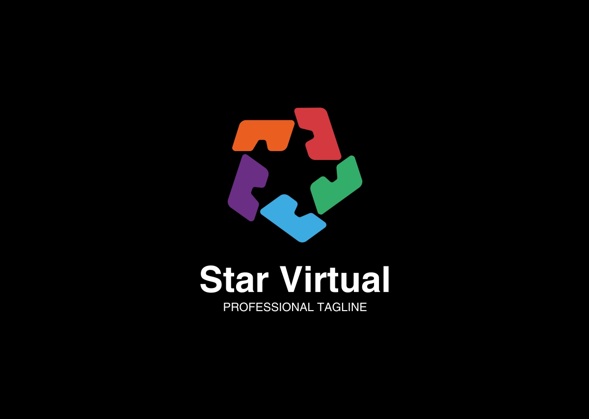 Download Шаблон логотипа "Star Virtual - Logo Template" / Star Virtual - Logo Template - Шаблон логотипа на тему графика augmented reality box business consultant corporate creation creative creativity development digital head hexagon human innovation media multimedia pixel professional publicity