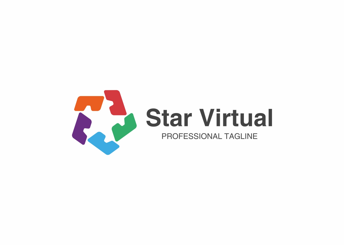 Download Шаблон логотипа "Star Virtual - Logo Template" / Star Virtual - Logo Template - Шаблон логотипа на тему графика augmented reality box business consultant corporate creation creative creativity development digital head hexagon human innovation media multimedia pixel professional publicity