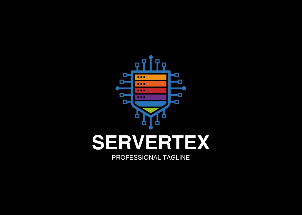 Download Шаблон логотипа "Servertex - Logo Template" / Servertex - Logo Template - Шаблон логотипа на тему графика ai blue business cdr cloud host server creative data design eps hosting logo logos media modern pc professional secure system